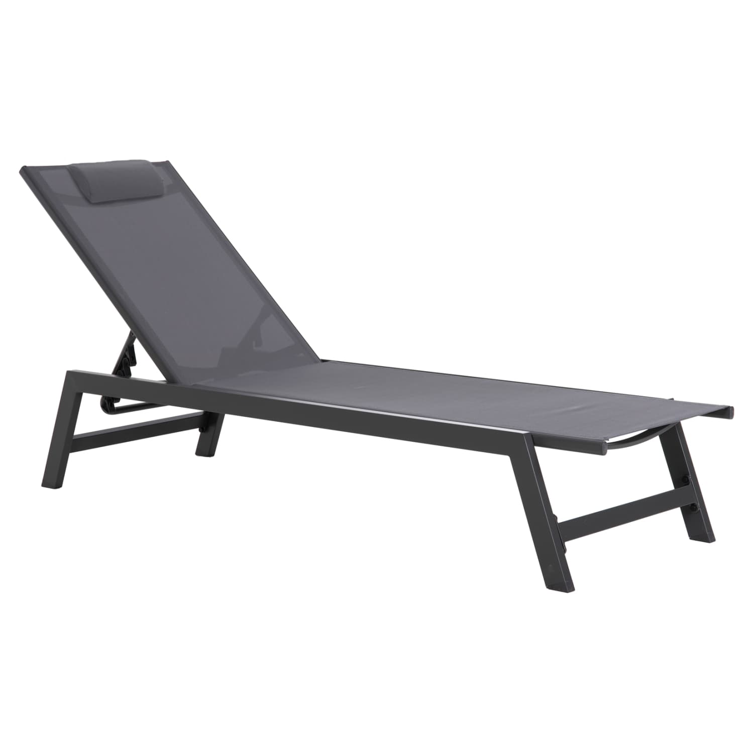 ALUMINUM SUNBED WITH HEADREST RABIA IN ANTHRACITE 191,5x60x31Hcm.