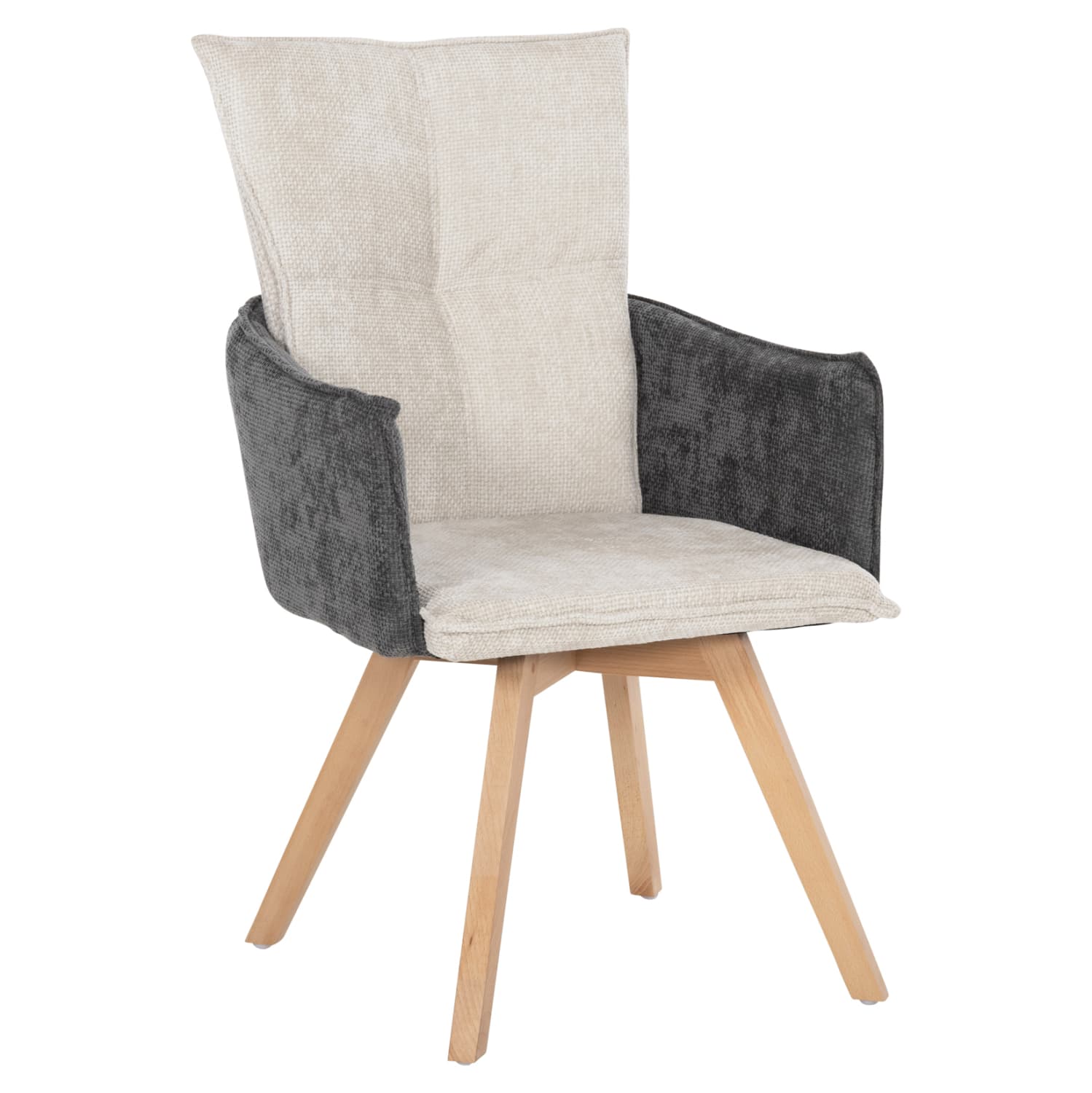 DINING ARMCHAIR REX BEIGE-GREY FABRIC-BEECH WOOD LEGS 53x60x93Hcm.