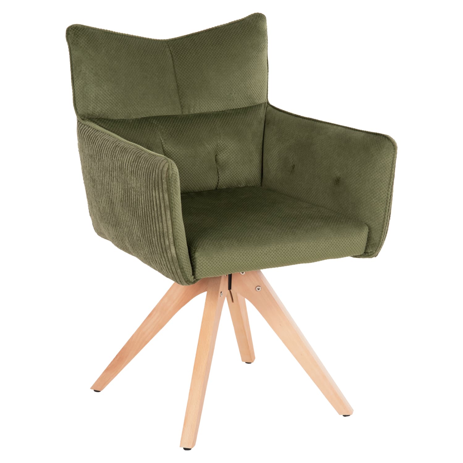 DINING ARMCHAIR QUILL GREEN FABRIC-BEECH WOOD LEGS 61x57,5x91Hcm.