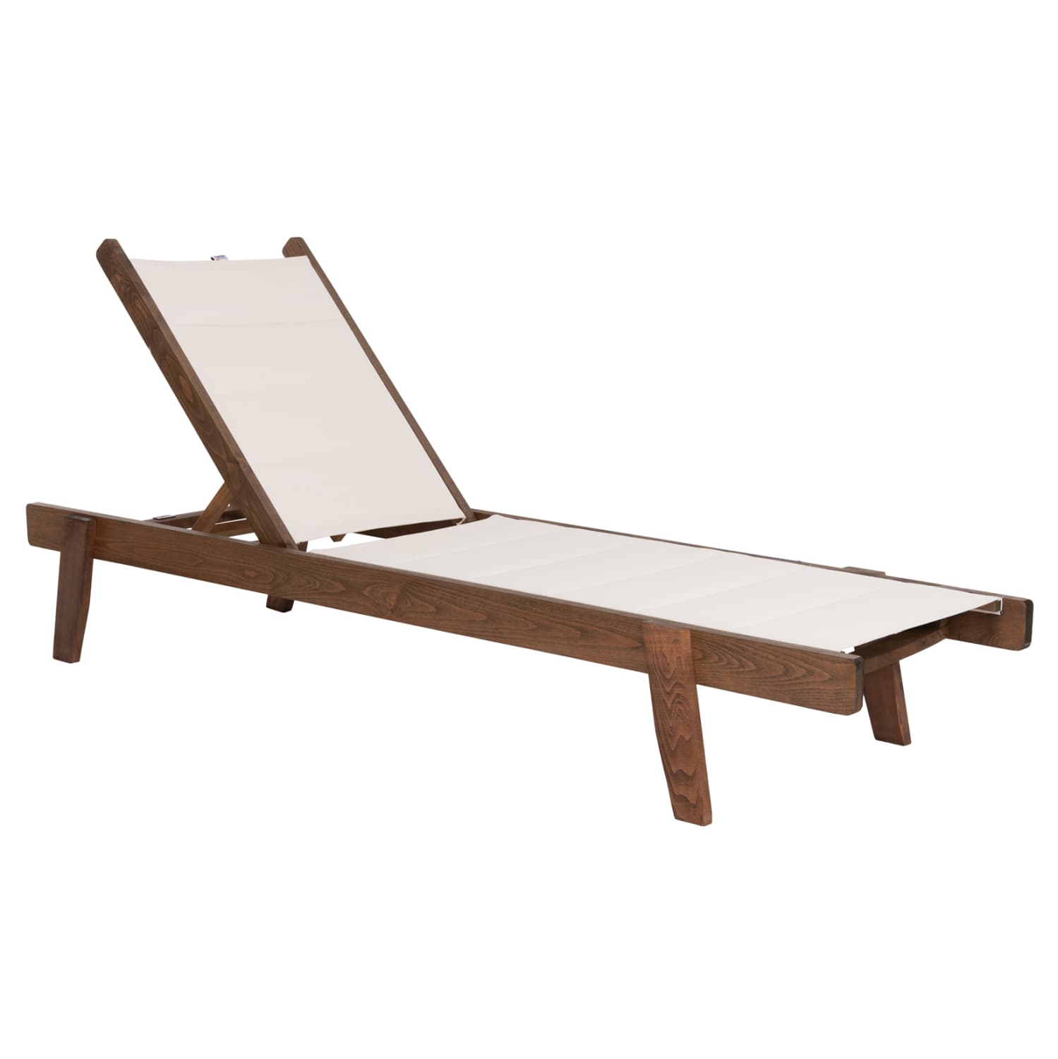 BEACH LOUNGER MILOS BEECH WOOD IN WALNUT-ECRU TEXTILENE CUSHION COVER 204x65x92,5Hcm.
