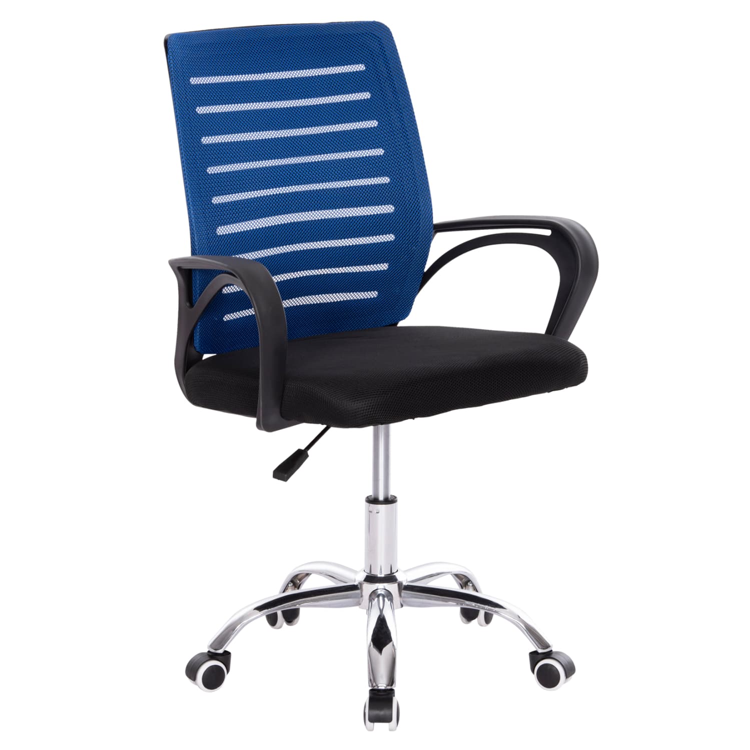 OFFICE CHAIR TRAIL BLUE & BLACK MESH-CHROMED METAL LEG 62x51x98Hcm.