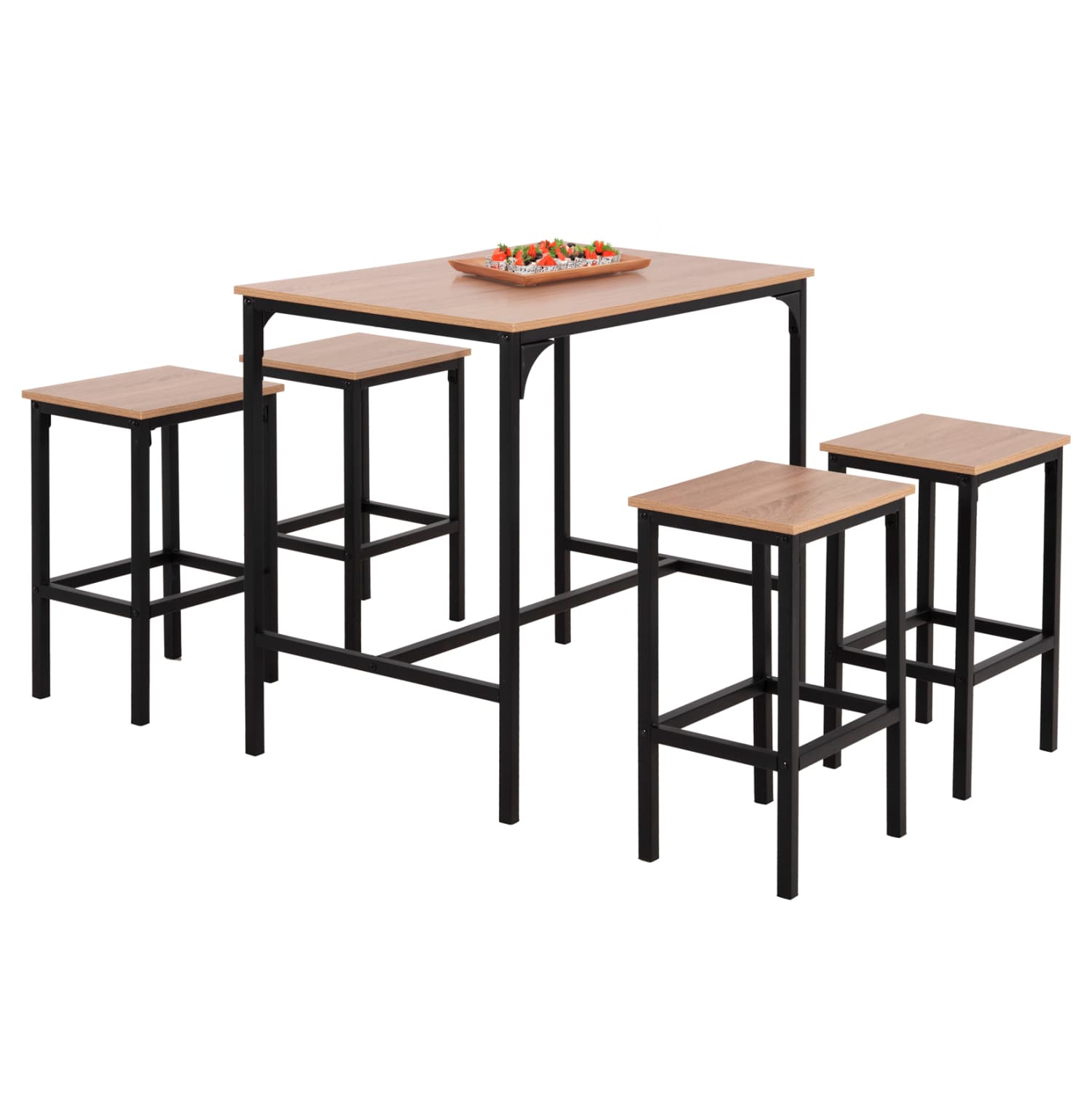 DINING SET FOR BARS 5PCS BOXY BLACK METAL FRAMES- MELAMINE IN SONAMA