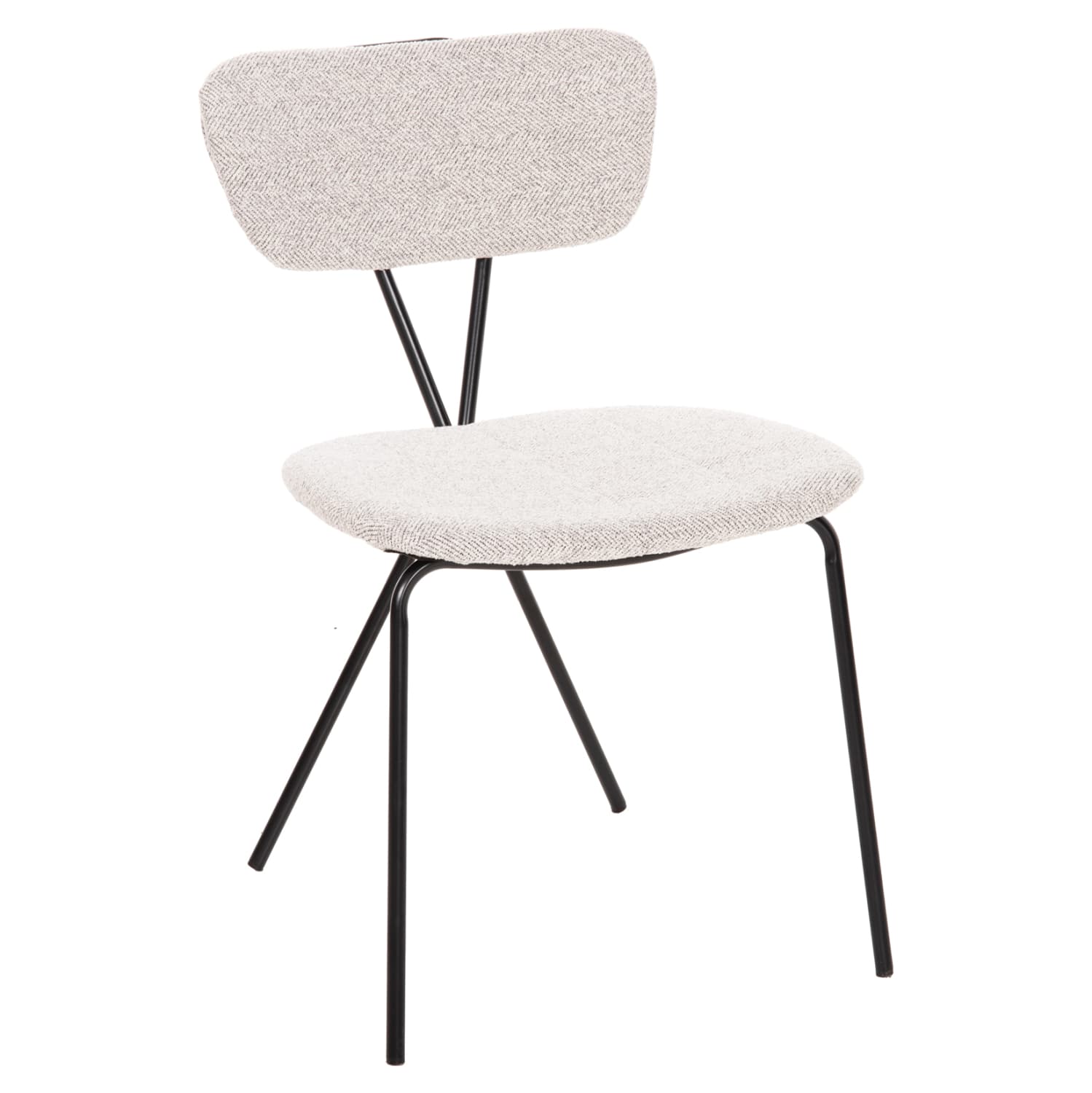 DINING CHAIR DORY METAL FRAME IN BLACK-FABRIC IN LIGHT GREY 48,5x61x76Hcm.
