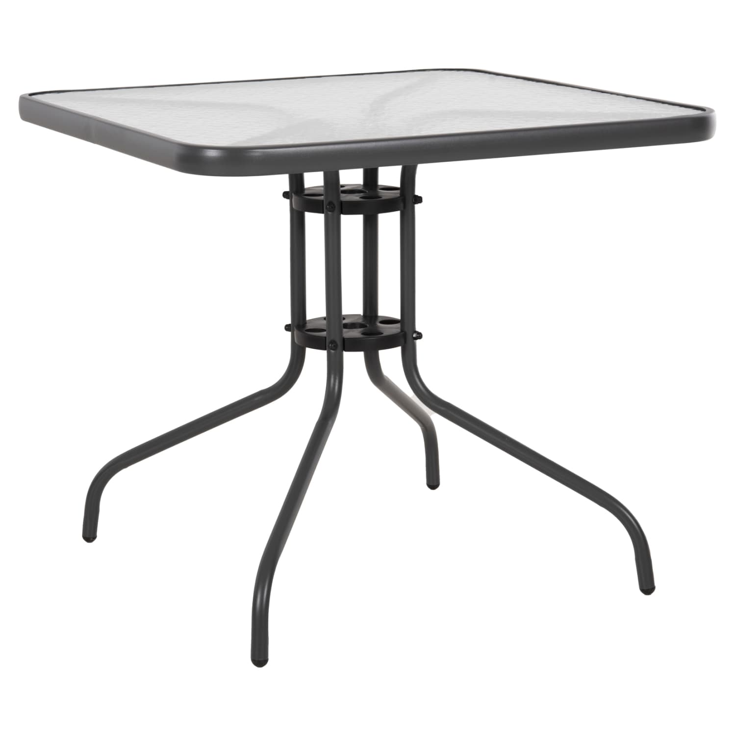НАДВОРЕШНА МАСА КВАДРАТНА FIGO СИВ МЕТАЛ-СТАКЛЕНА ПОВРШИНА 80Χ80Χ71Hcm