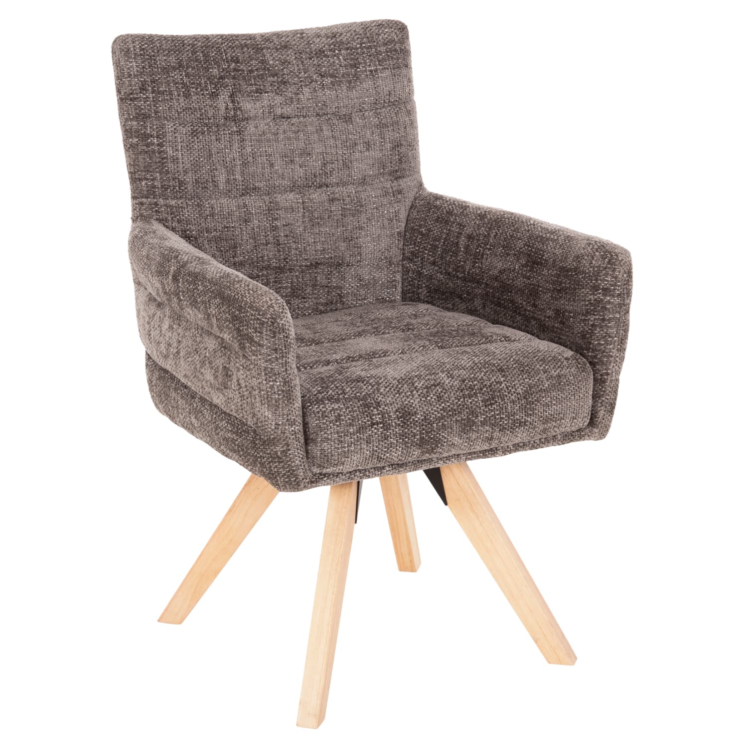 DINING ARMCHAIR GAZER GREY FABRIC-RUBBERWOOD LEGS 66x63x91Hcm.