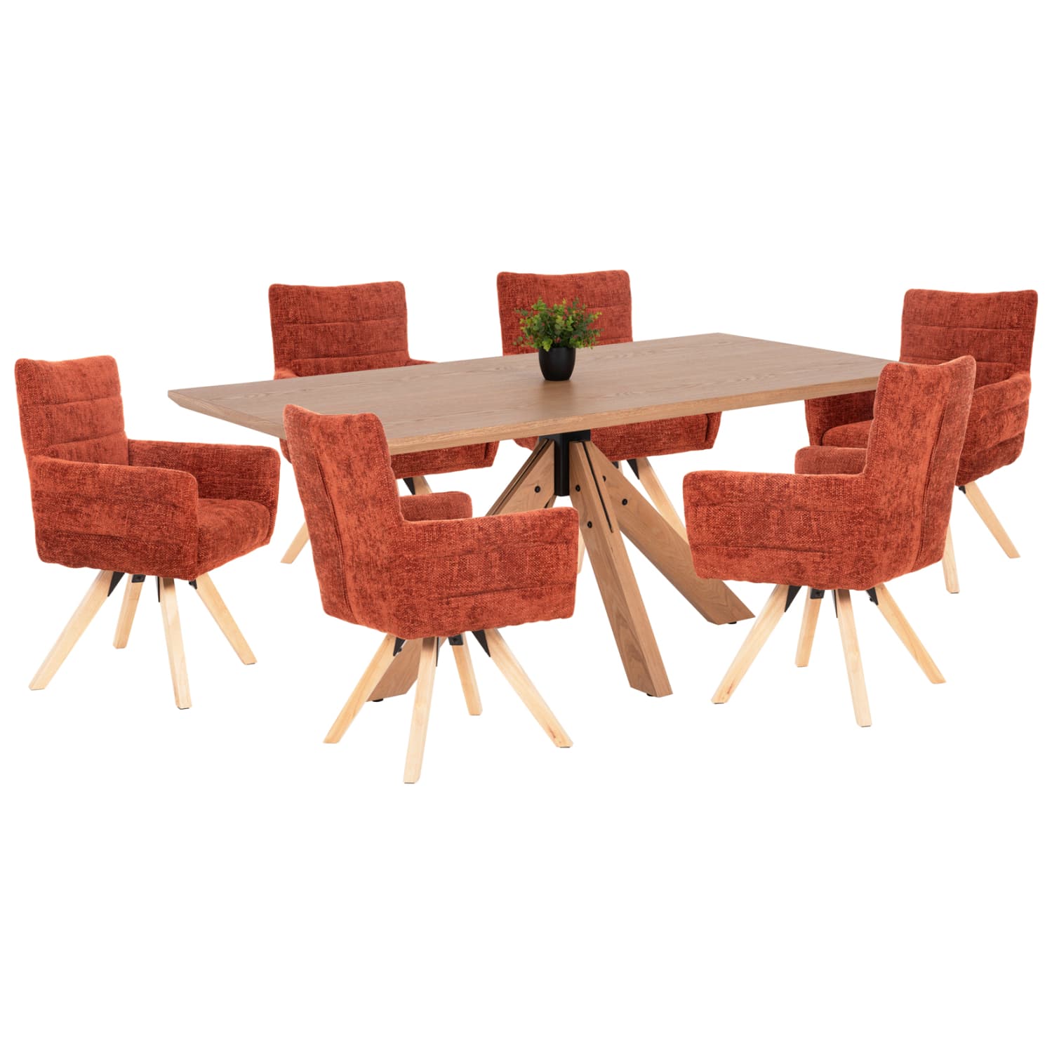 DINING SET INDOORS 7PCS TABLE PAOLO & 6 ARMCHAIRS GAZER
