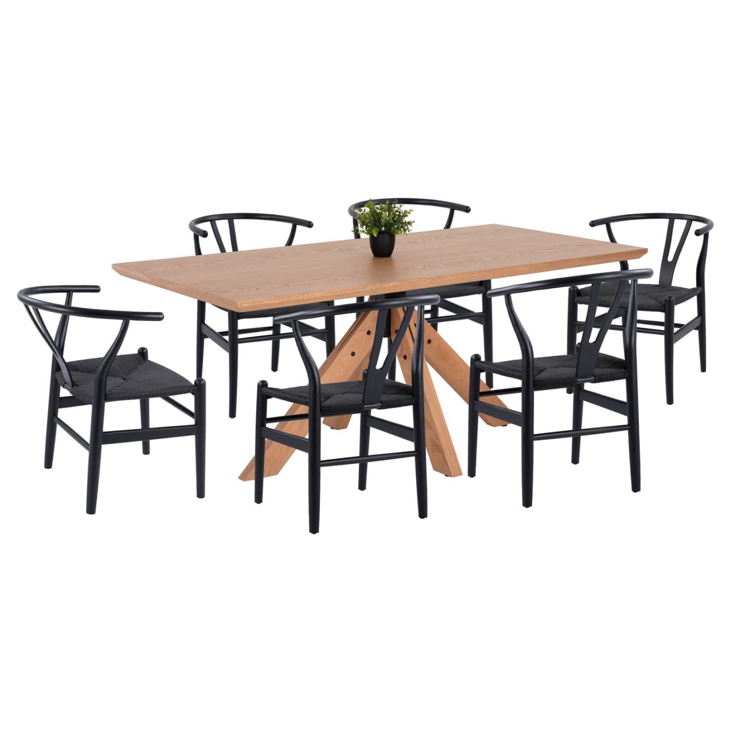 INDOOR DINING SET 7PCS PAOLO TABLE & 6 CHAIRS IN BLACK