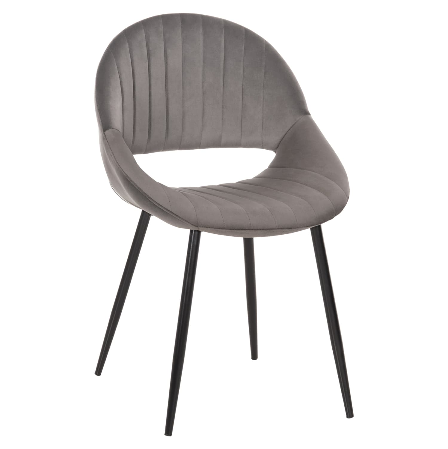 DINING CHAIR ODEN GREY VELVET-METAL LEGS IN BLACK 52x55x84Hcm.