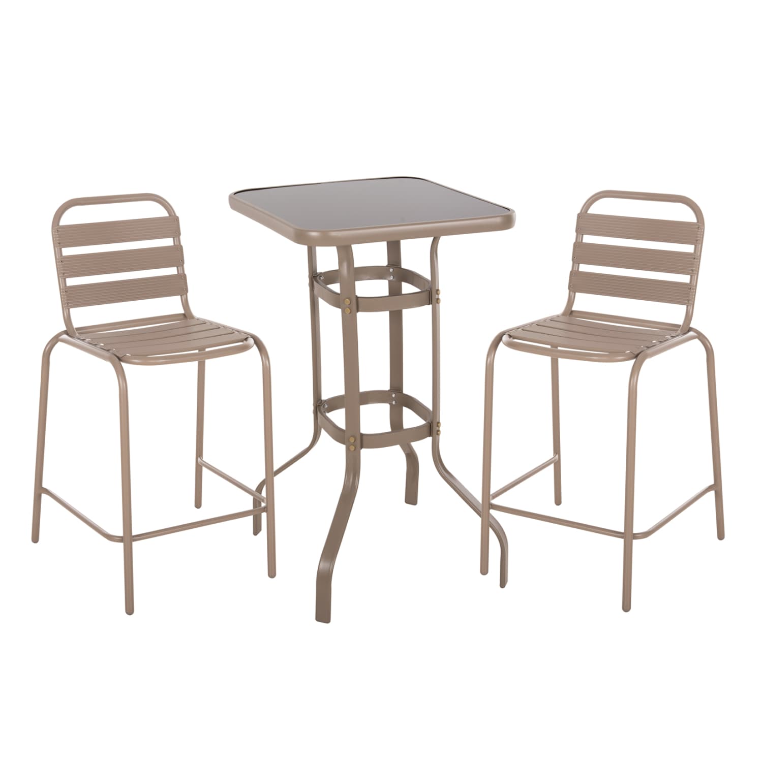 OUTDOOR LOUNGE SET 3PCS LAURA CHAMPAGNE-COLORED METAL & ALUMINUM