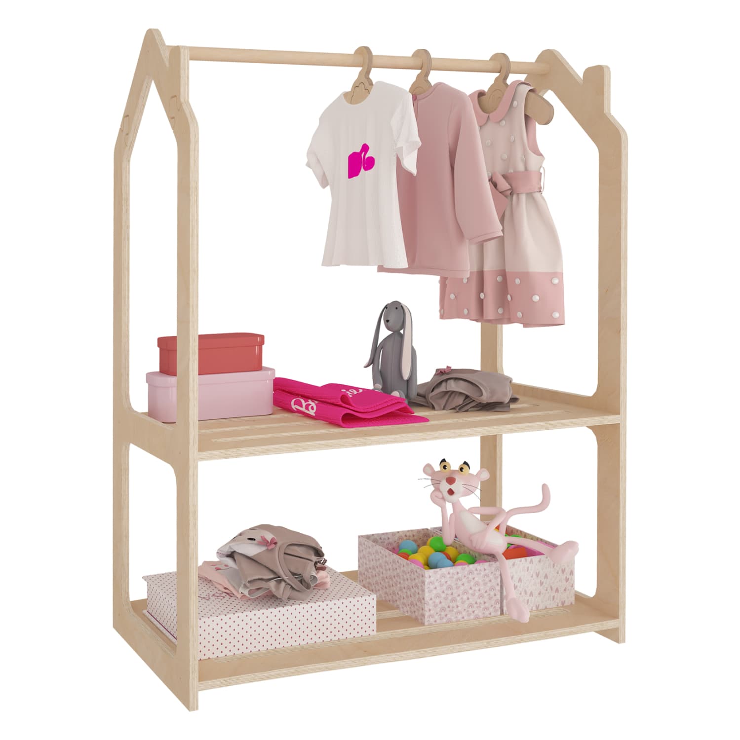 CHILDREN'S HANGER SANI BIRCH WOOD IN NATURAL COLOR 86x49x110Hcm.