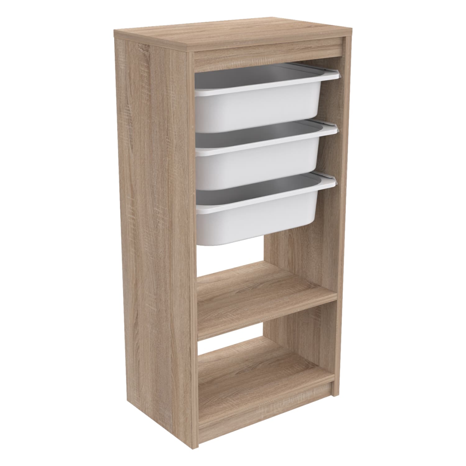 CHEST OF DRAWERS SANI MELAMINE IN SONAMA-WHITE P.E. DRAWERS 45,5x30x92Hcm.