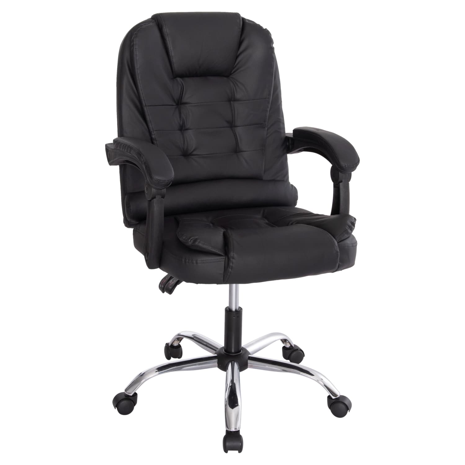 OFFICE CHAIR LAGOM BLACK PVC-METAL CHROME BASE-BLACK FRAME 60x70x104Hcm.