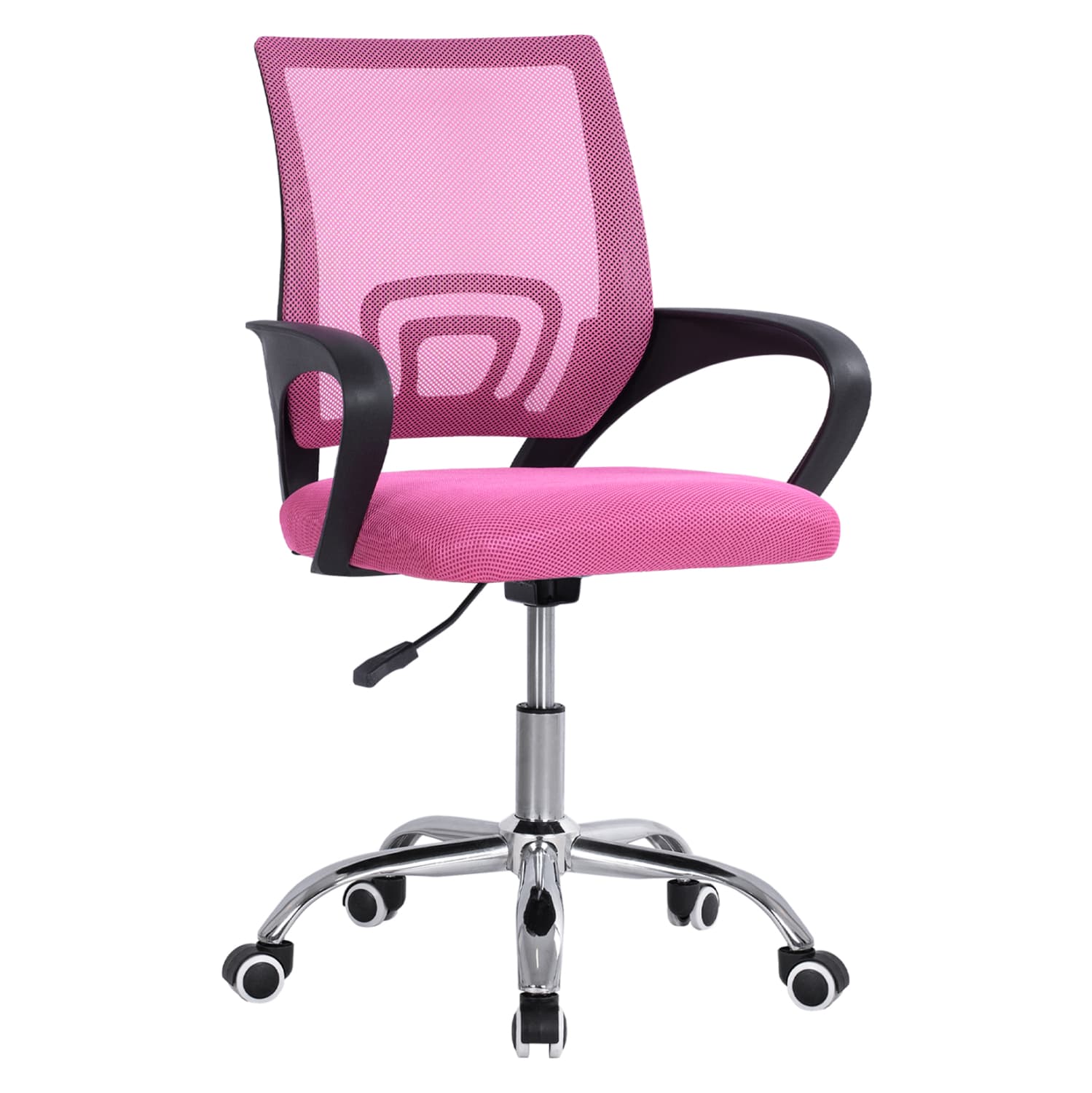 OFFICE CHAIR BRISTONE PINK MESH FABRIC-CHROMED BASE-BLACK ARMS 60x51x95Hcm.
