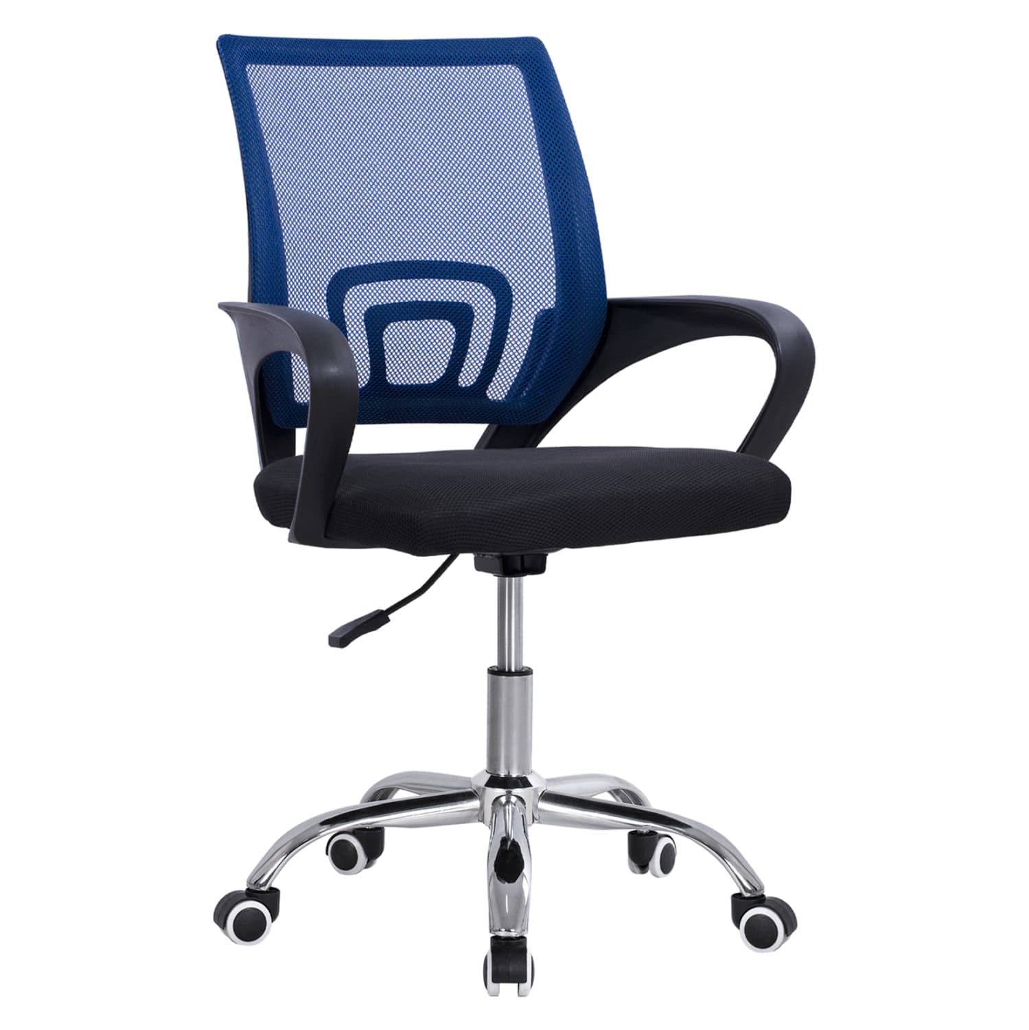 OFFICE CHAIR BRISTONE BLUE MESH FABRIC-CHROMED BASE-BLACK ARMS 60x51x95Hcm.