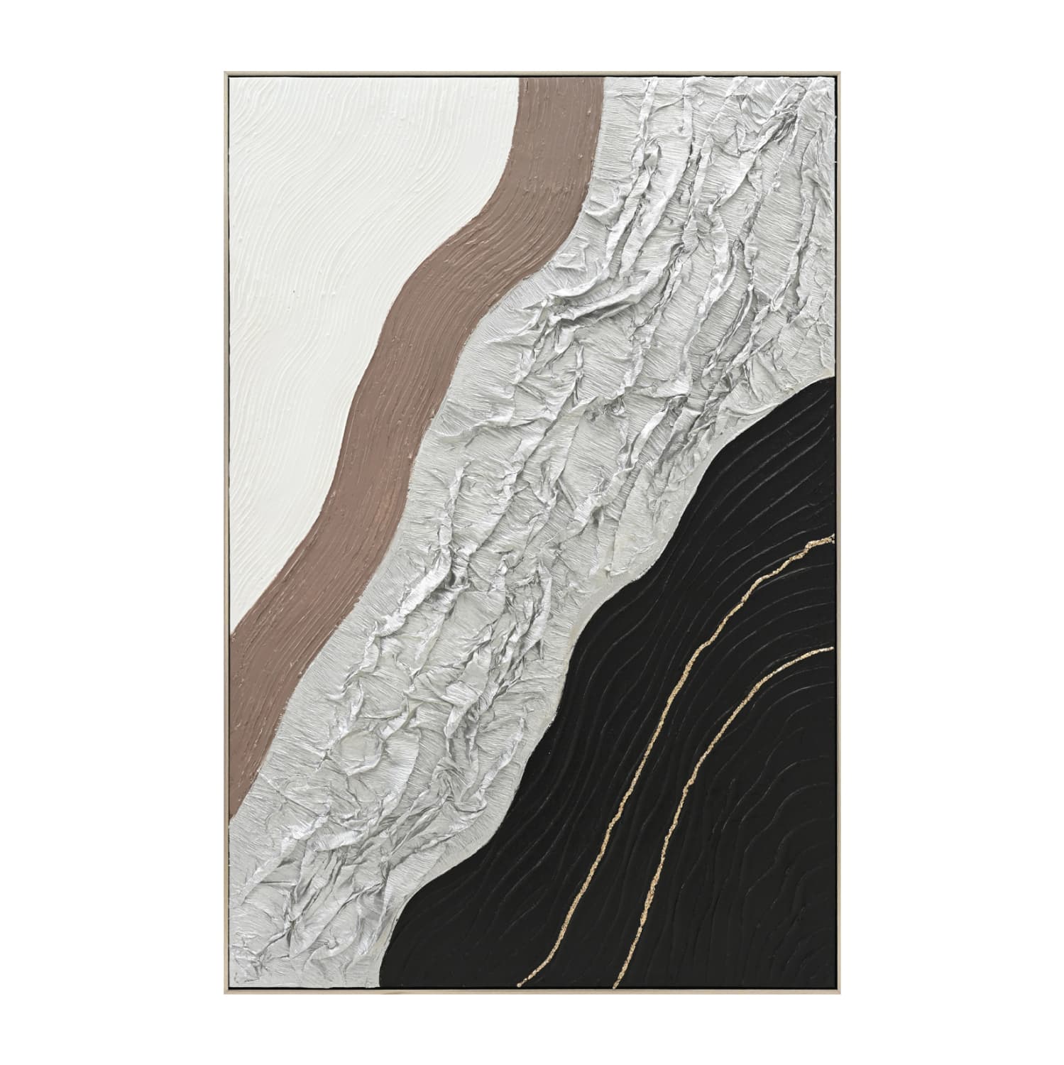 WALL PAINTING ABSTRACT BEIGE PS FRAME-CANVAS-HANDMADE 82x4.5x122Hcm.