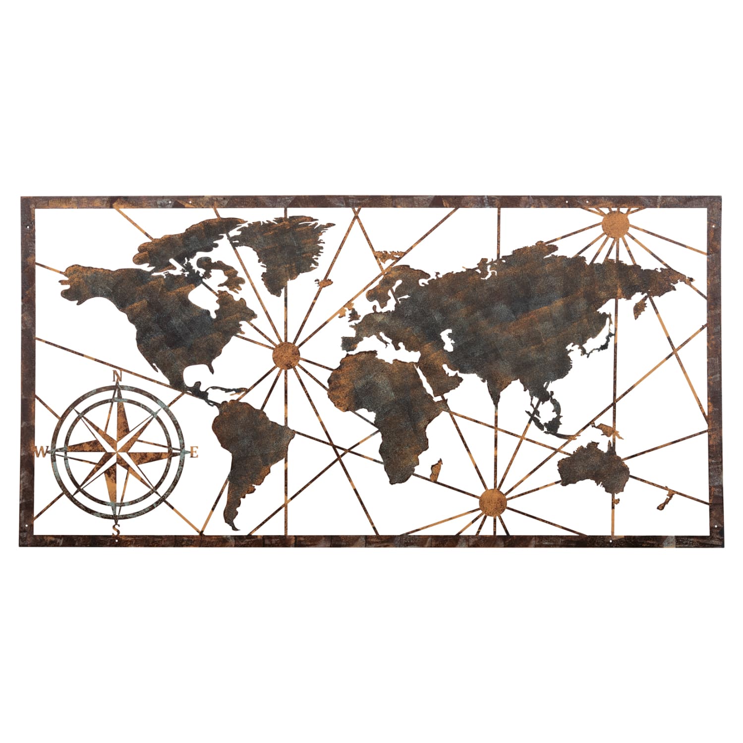 WALL DECORATION WORLD MAP BRONZE METAL 120x0,1x60Hcm.