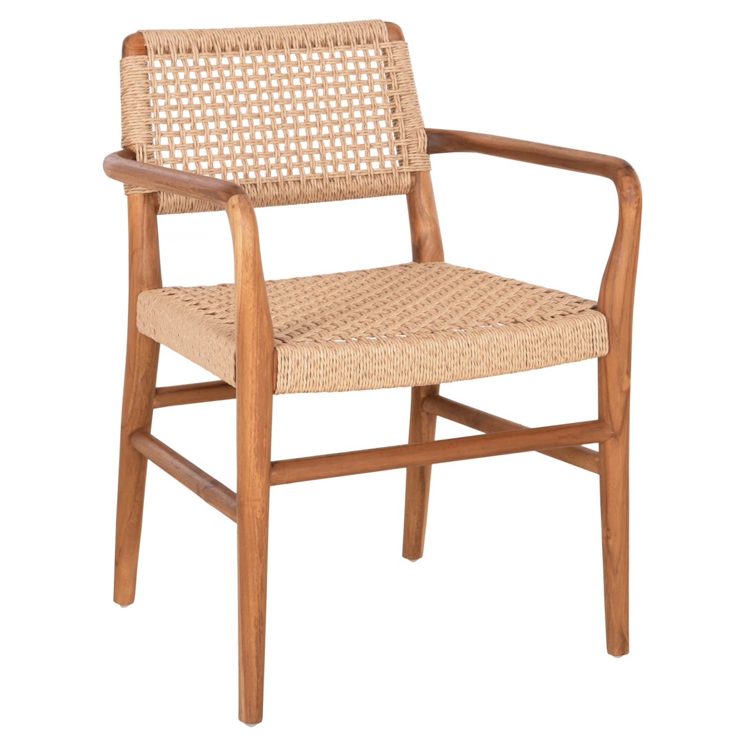 DINING ARMCHAIR ROSCO TEAK WOOD IN NATURAL-VIRO ROPE IN BEIGE 56x54,5x78Hcm.