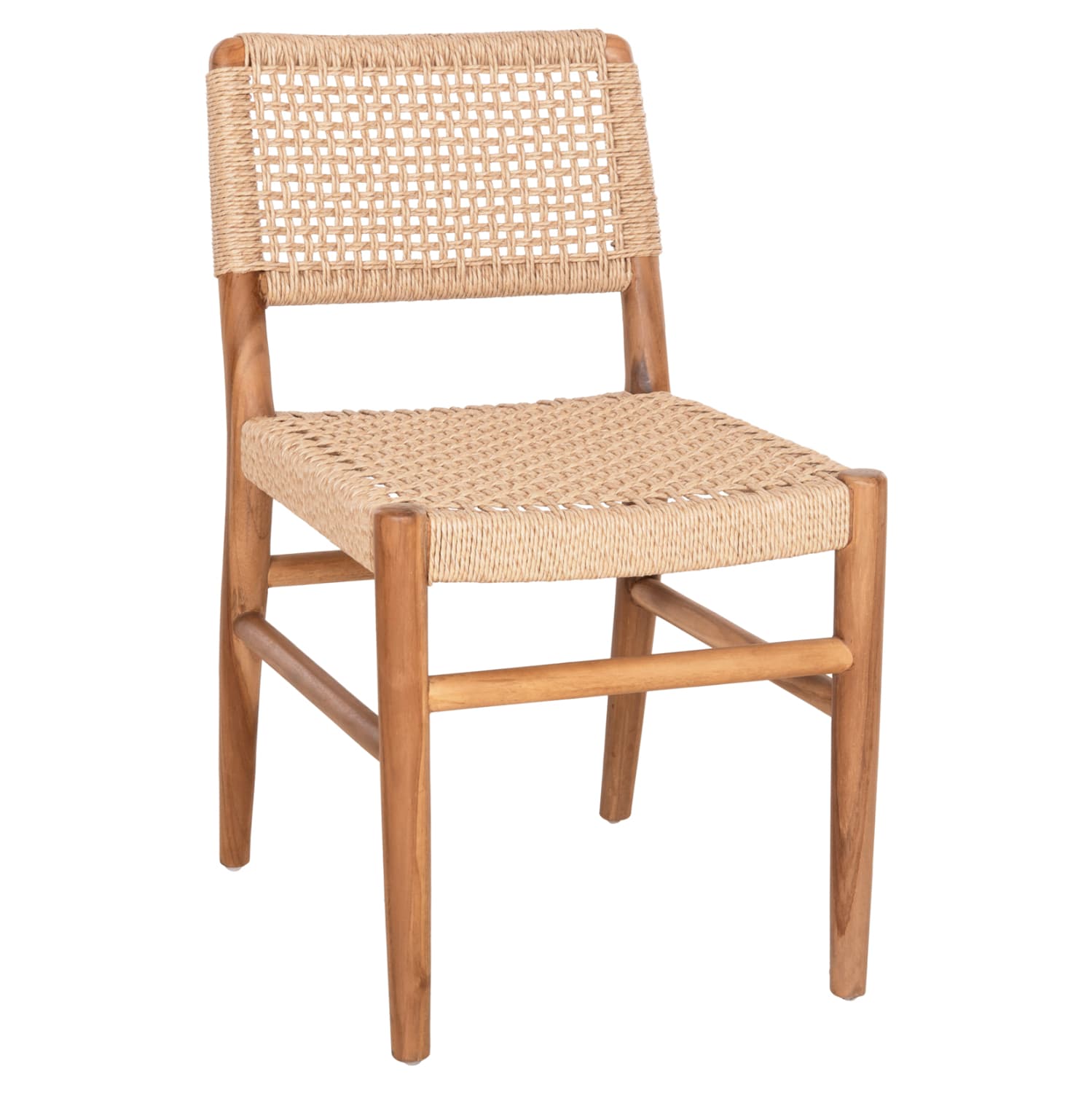 DINING CHAIR ROSCO TEAK WOOD IN NATURAL-VIRO ROPE IN BEIGE 46x55x79Hcm.
