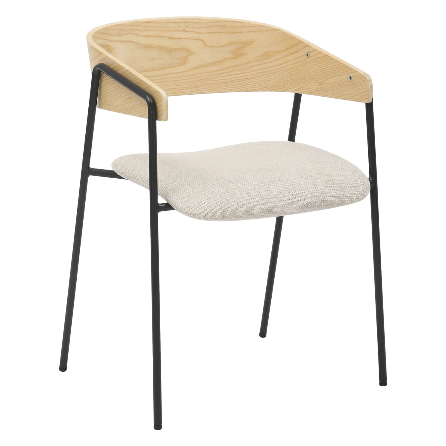 DINING CHAIR KORIN METAL-BEIGE FABRIC-PLYWOOD 54x51x72,5Hcm.