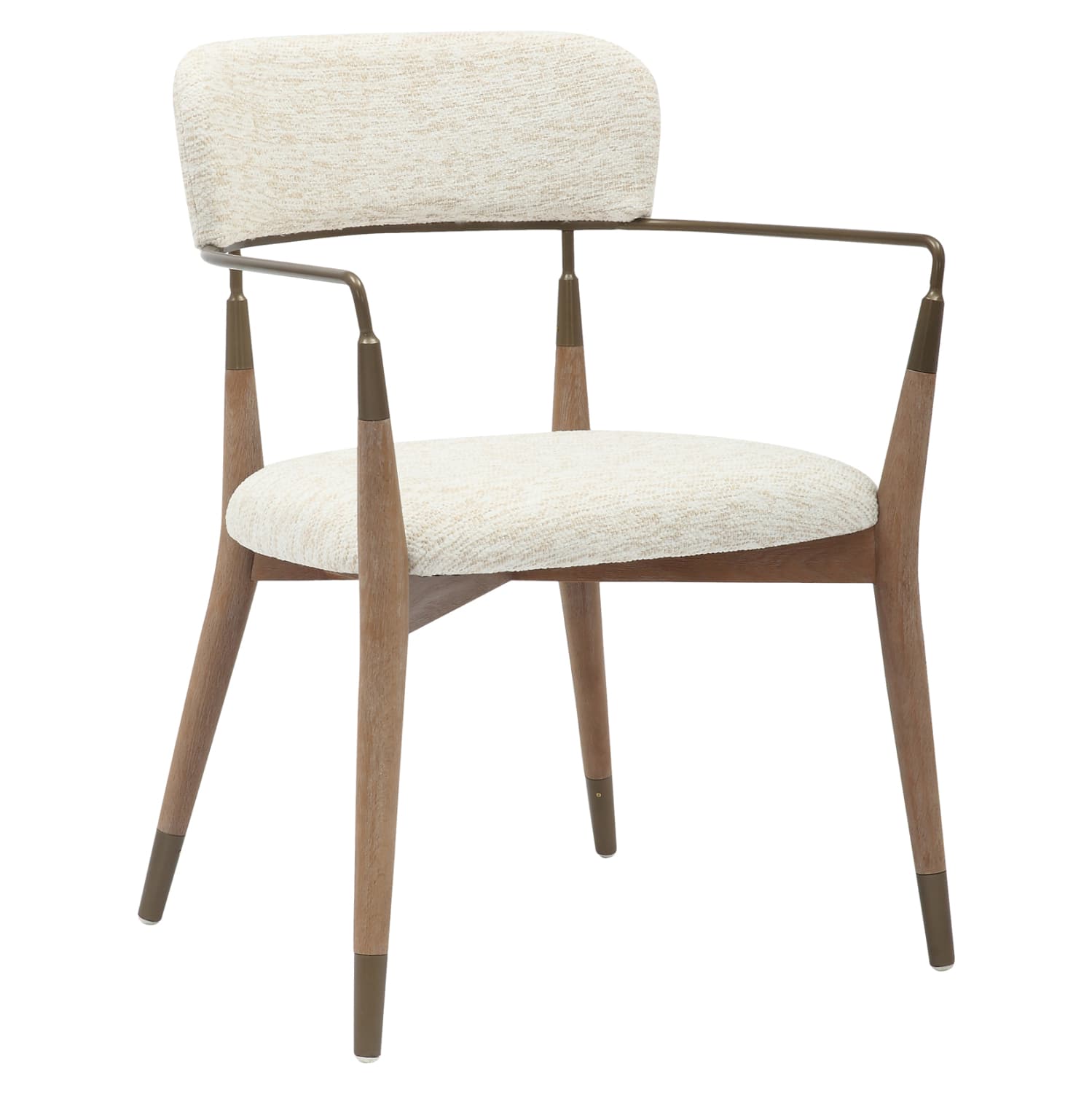 DINING ARMCHAIR ROY BEECH WOOD LEGS-METAL ARMS-FABRIC IN ECRU COLOR 51x48x77,5Hcm.