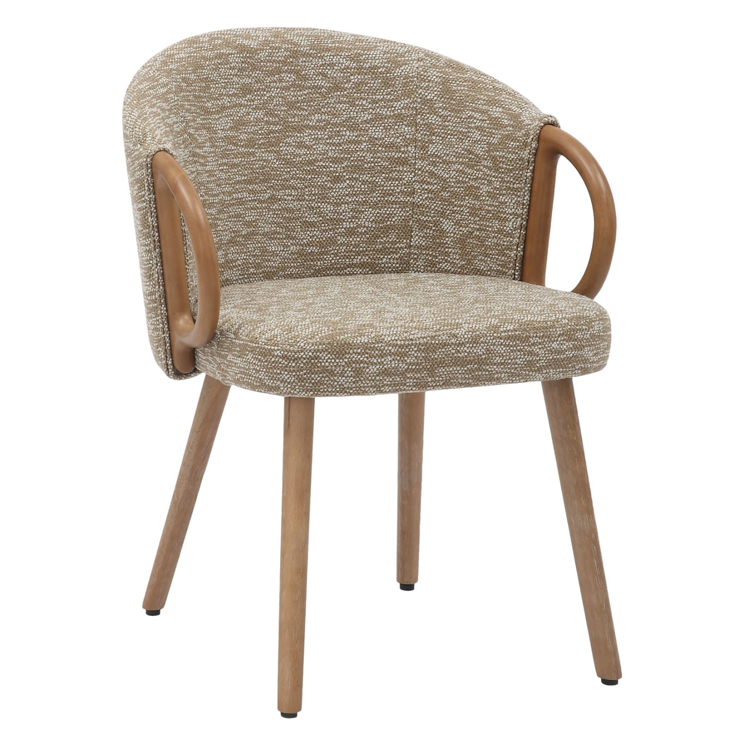 DINING CHAIR RIG BEECH WOOD LEGS IN WHITEWASH-BEIGE FABRIC 59x58,5x72,5Hcm.