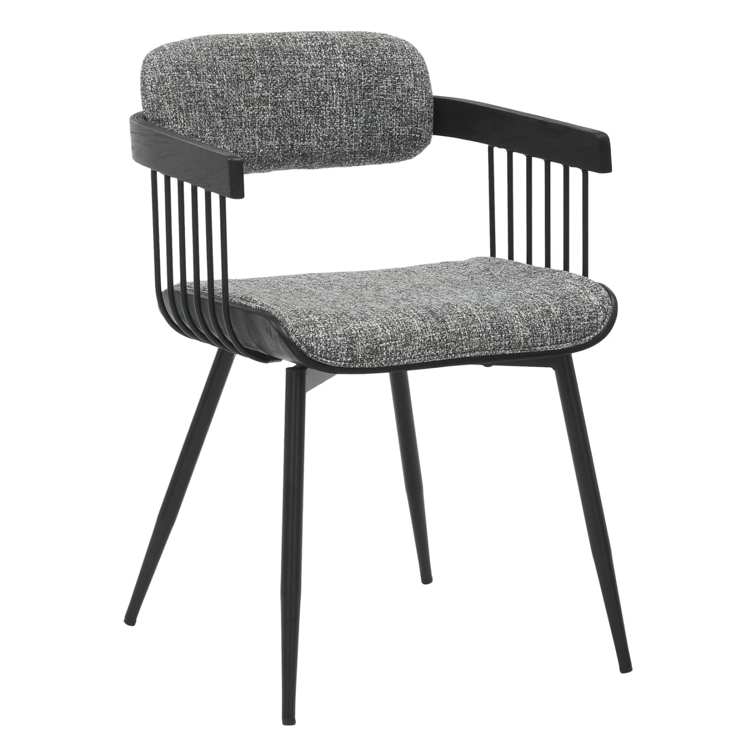 DINING CHAIR LANG BLACK METAL FRAME-GREY FABRIC 52x52x76Hcm.