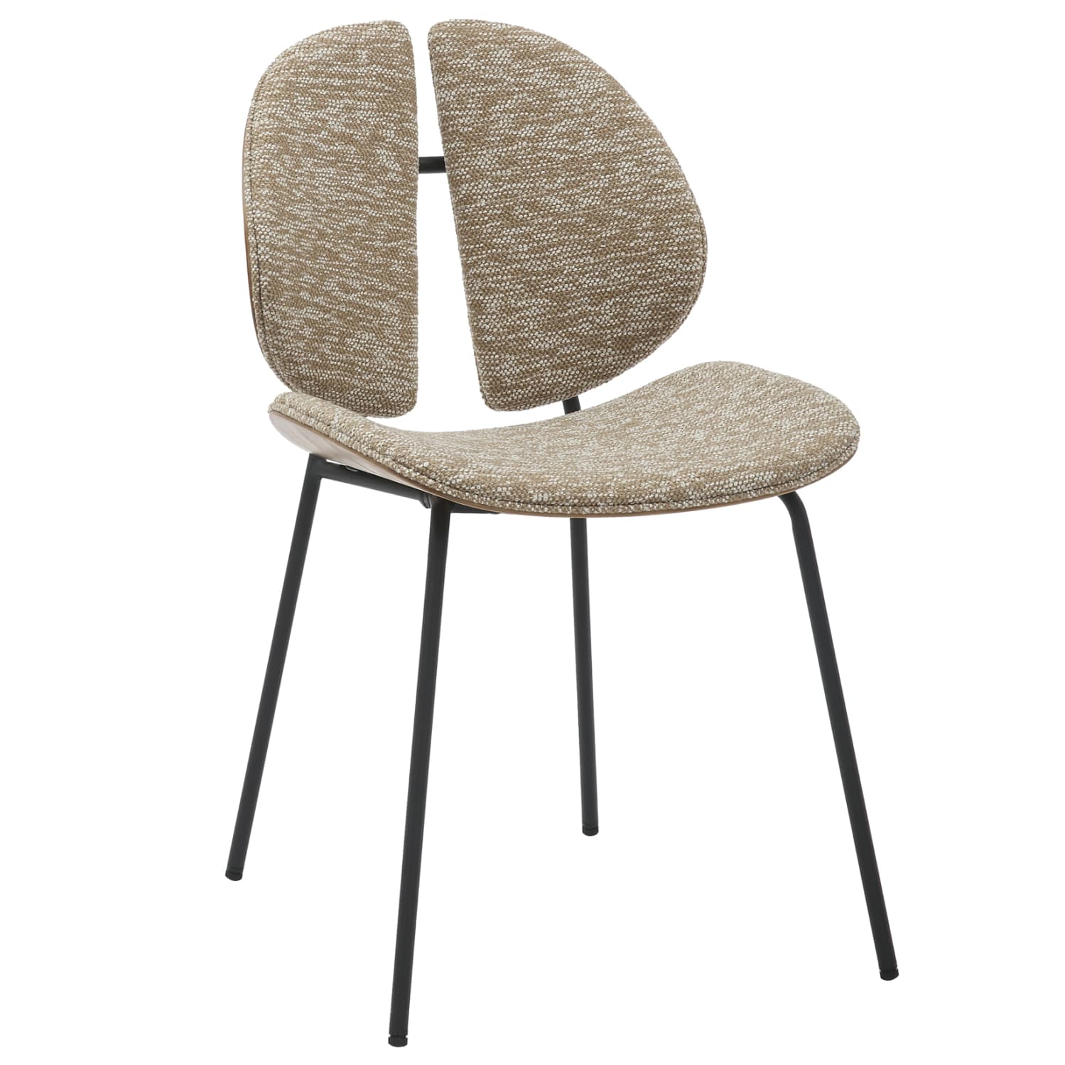 DINING CHAIR LUNGS BLACK METAL FRAME-BEIGE FABRIC 49x53,5x80Hcm.