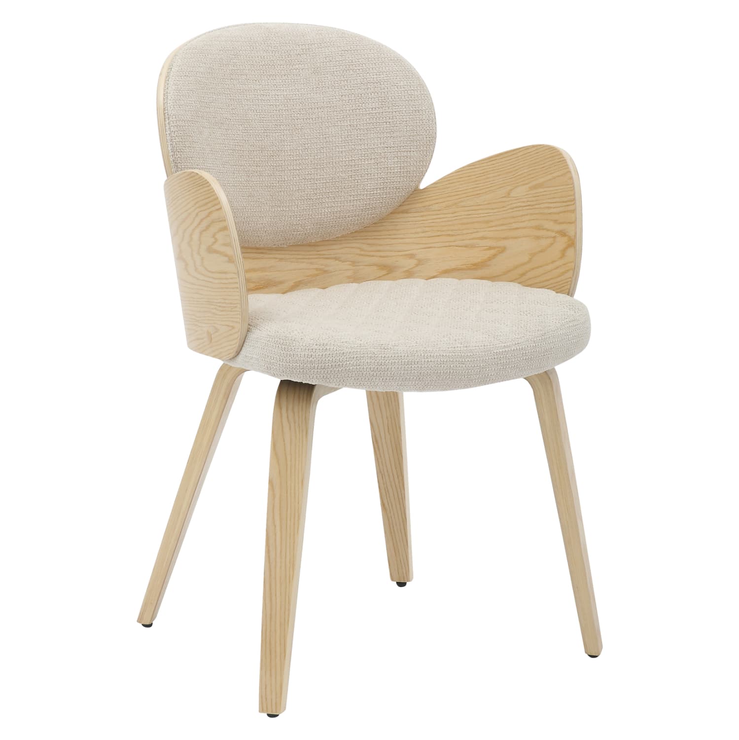 DINING ARMCHAIR DARNELL PLYWOOD IN OAK COLOR-ECRU FABRIC 56x56x83Hcm.