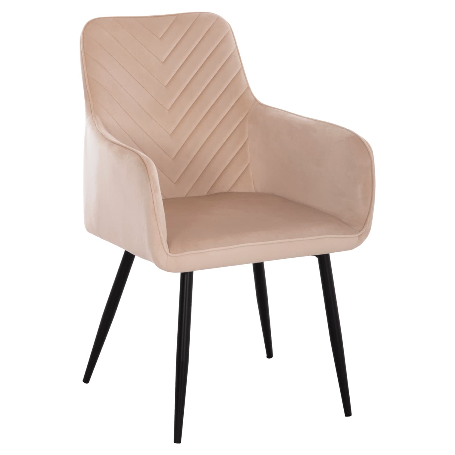 DINING ARMCHAIR LATRELL ECRU VELVET & BLACK METAL LEGS 54x57x84Hcm.