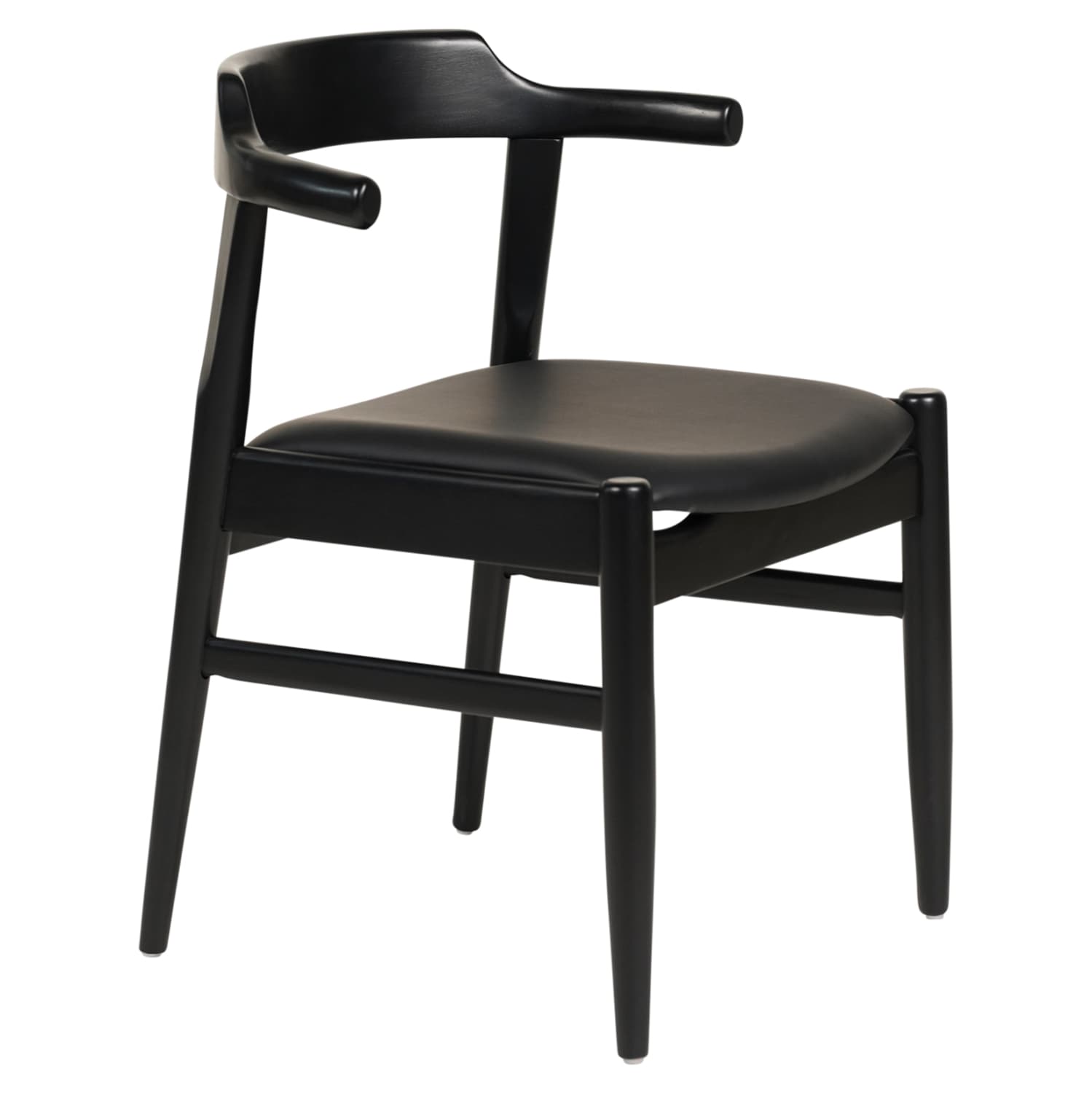 DINING CHAIR CERSEI RUBBERWOOD & PU IN BLACK 57x54x74Hcm.