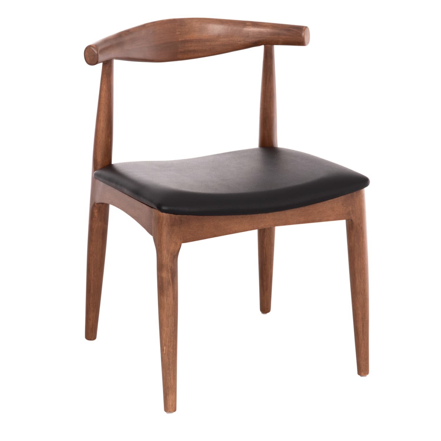 DINING CHAIR ALOR RUBBERWOOD IN WALNUT COLOR-BLACK PU 55x51x75Hcm.