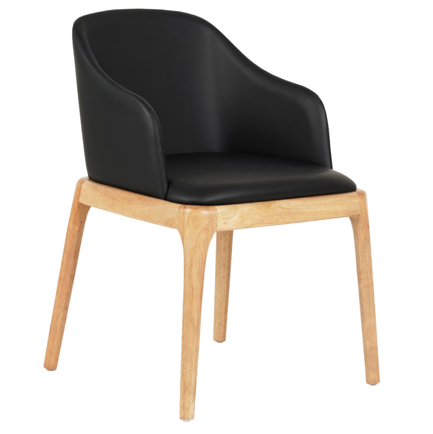 DINING CHAIR FURLAN RUBBERWOOD IN OAK-BLACK PU 54,5x58x78Hcm.