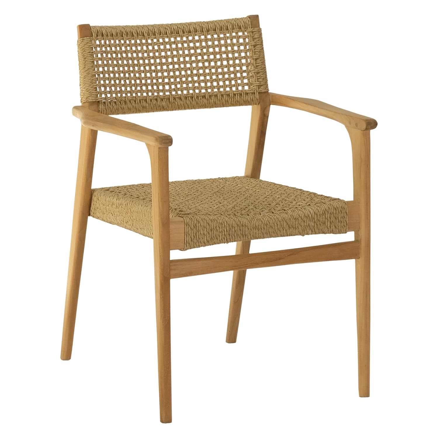 DINING ARMCHAIR NEBO SOLID TEAK WOOD & SYNTHETIC RATTAN IN NATURAL COLOR 57x63x80.5H