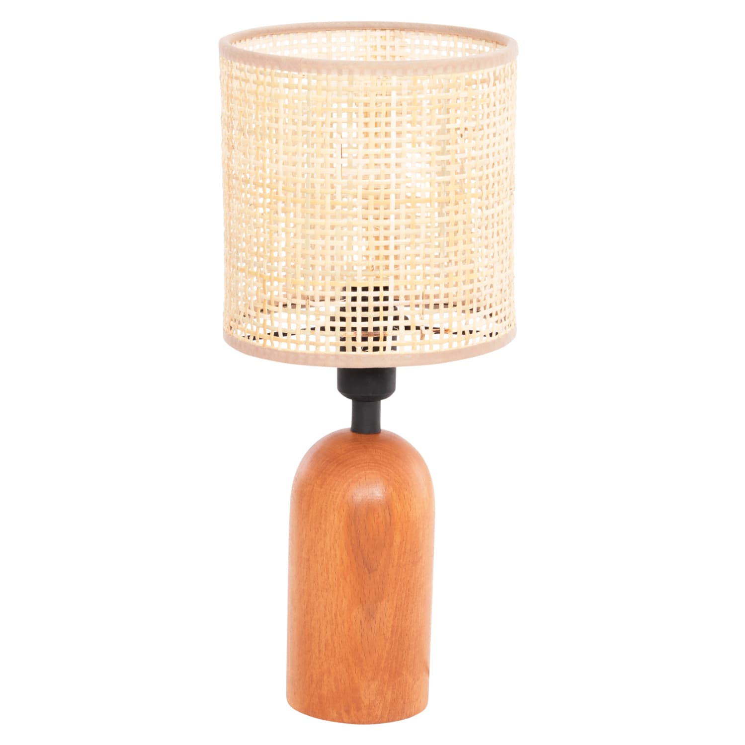 СТРУНА ЛАМБА LYKTUR БЕЖ ПЛЕТЕН АБАЖУР-ДРВЕНА ОСНОВА Φ15,5x35,5Hcm.