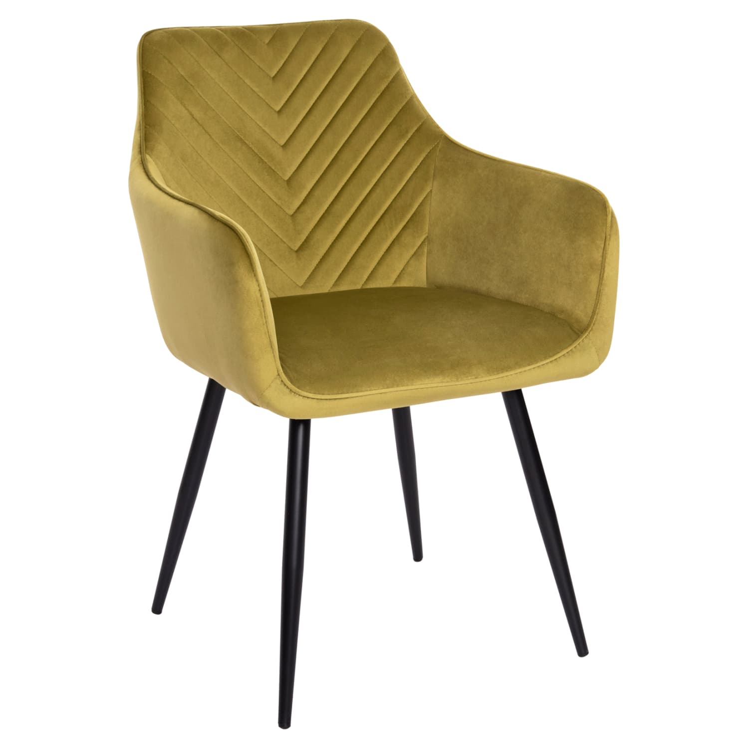 DINING ARMCHAIR LATRELL OLIVE GREEN VELVET & BLACK METAL LEGS 55x57x84Hcm.