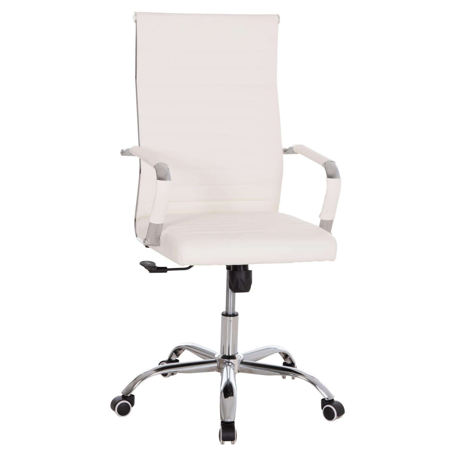 MANAGER'S OFFICE CHAIR BOSS WHITE PU-CHROMED METAL FRAME AND BASE 53x57x109Hcm.