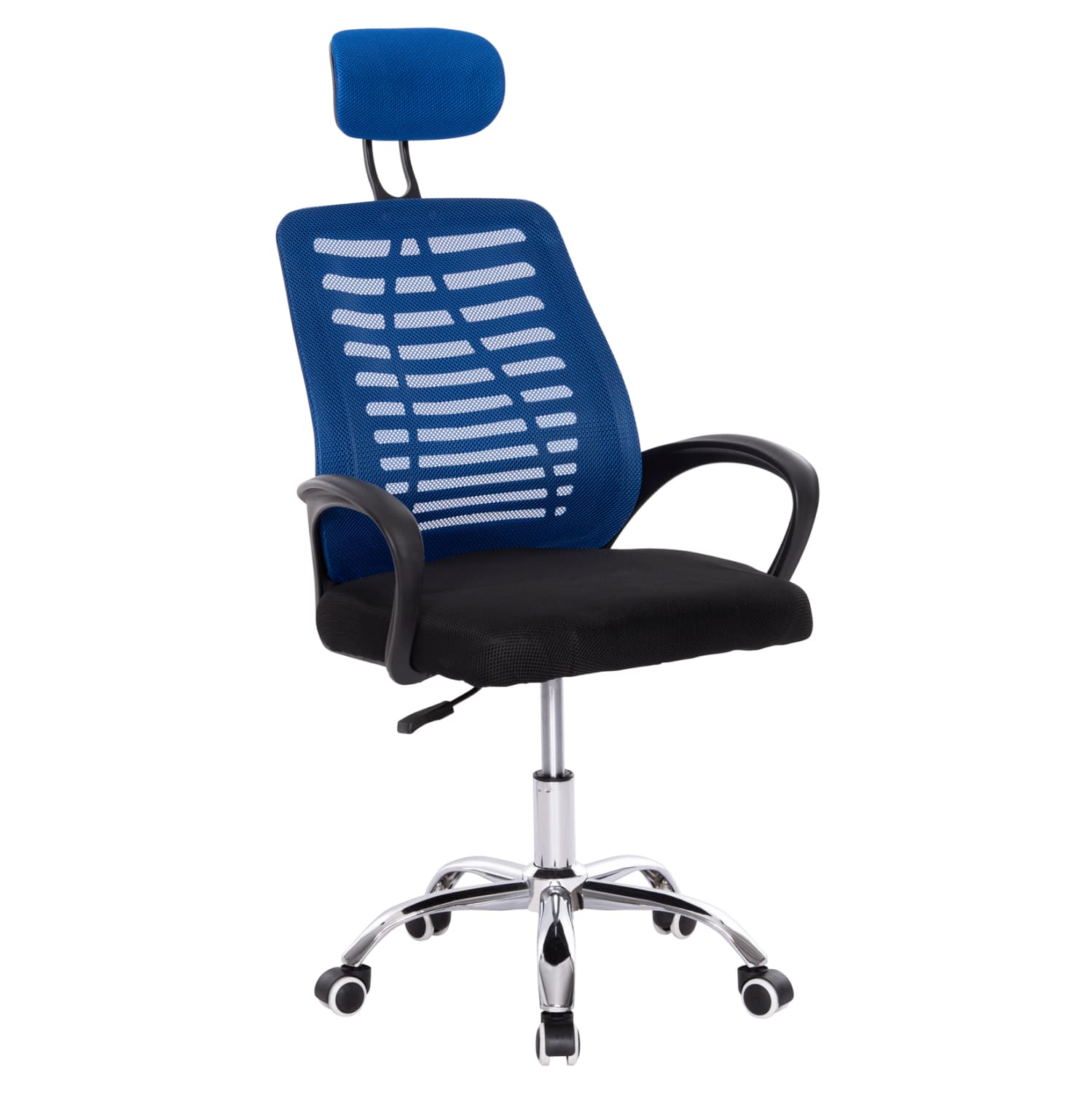 OFFICE CHAIR TRAIL2 BLUE & BLACK MESH FABRIC-CHROME BASE 61x61x116Hcm.