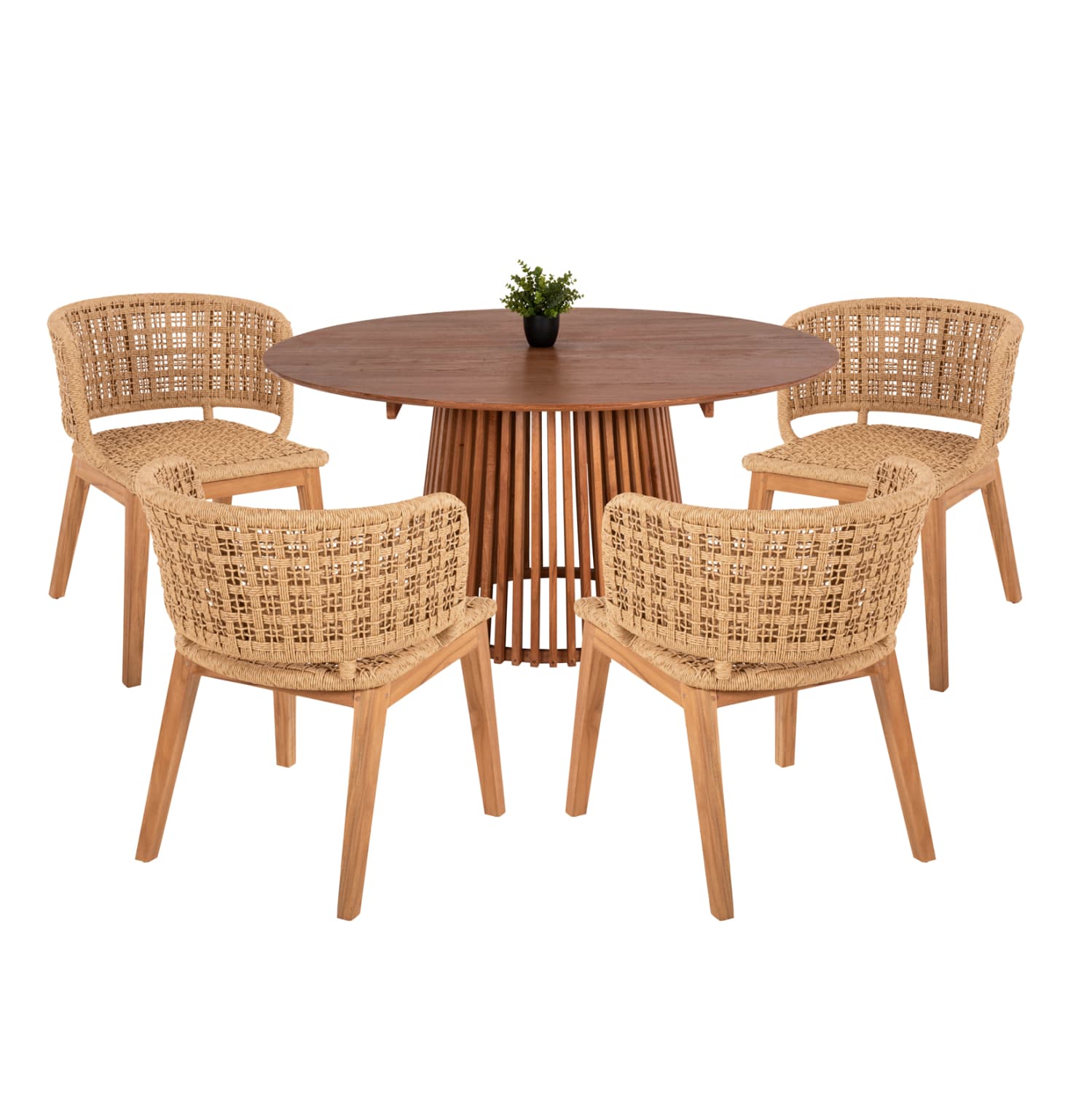 DINING SET 5PCS FARLEY ROUND TABLE Φ150cm. & 4 DINING CHAIRS