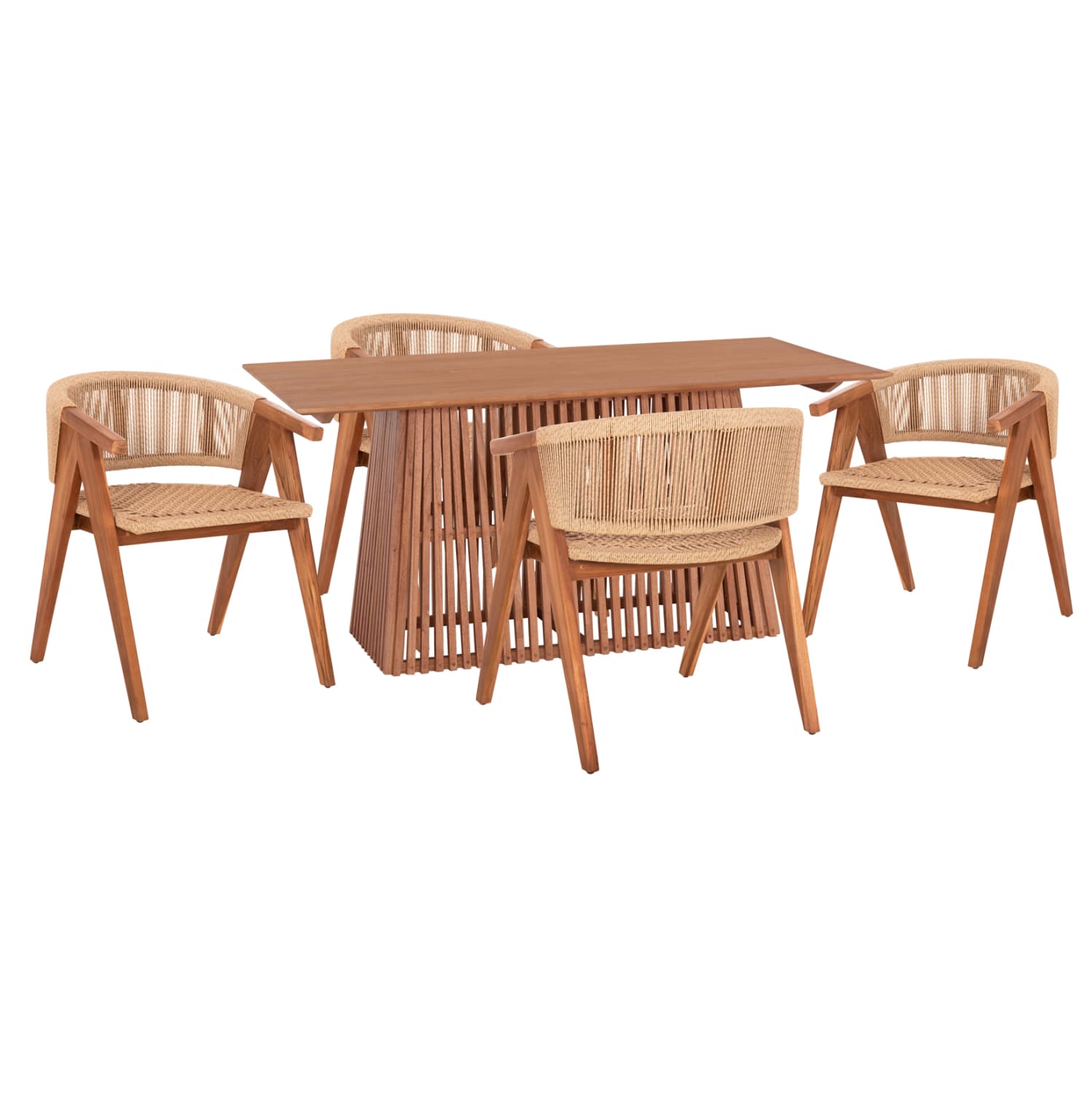 DINING SET 5PCS BRANN RECTANGULAR TABLE & 4 DINING CHAIRS