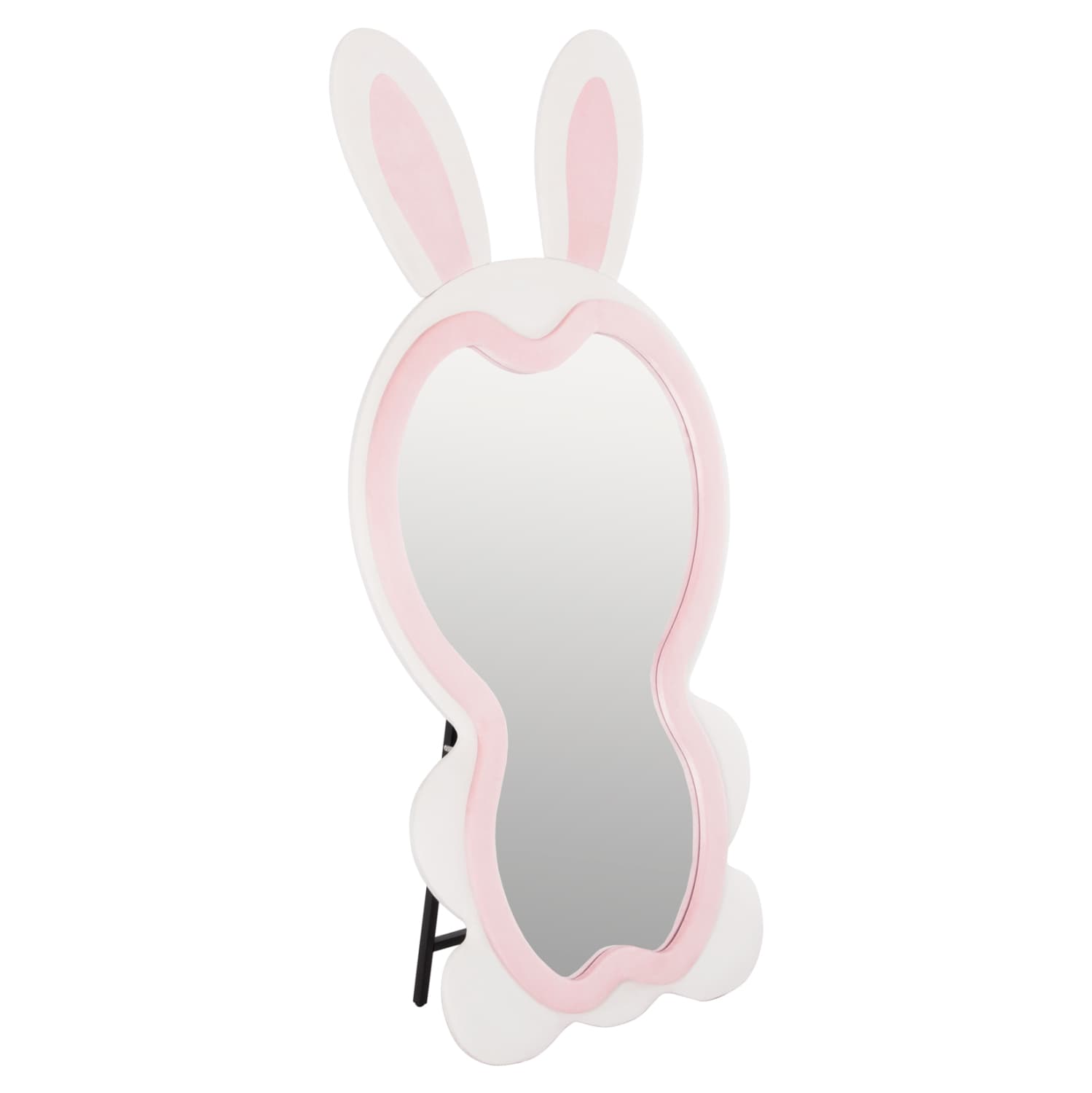 ПОДНО ОГЛЕДАЛО ЗА ДЕЦА BUNNY ОД МДФ ВО РОЗОВА И БЕЛА БОЈА - ЦРНА РАМКА 80x162Hcm.