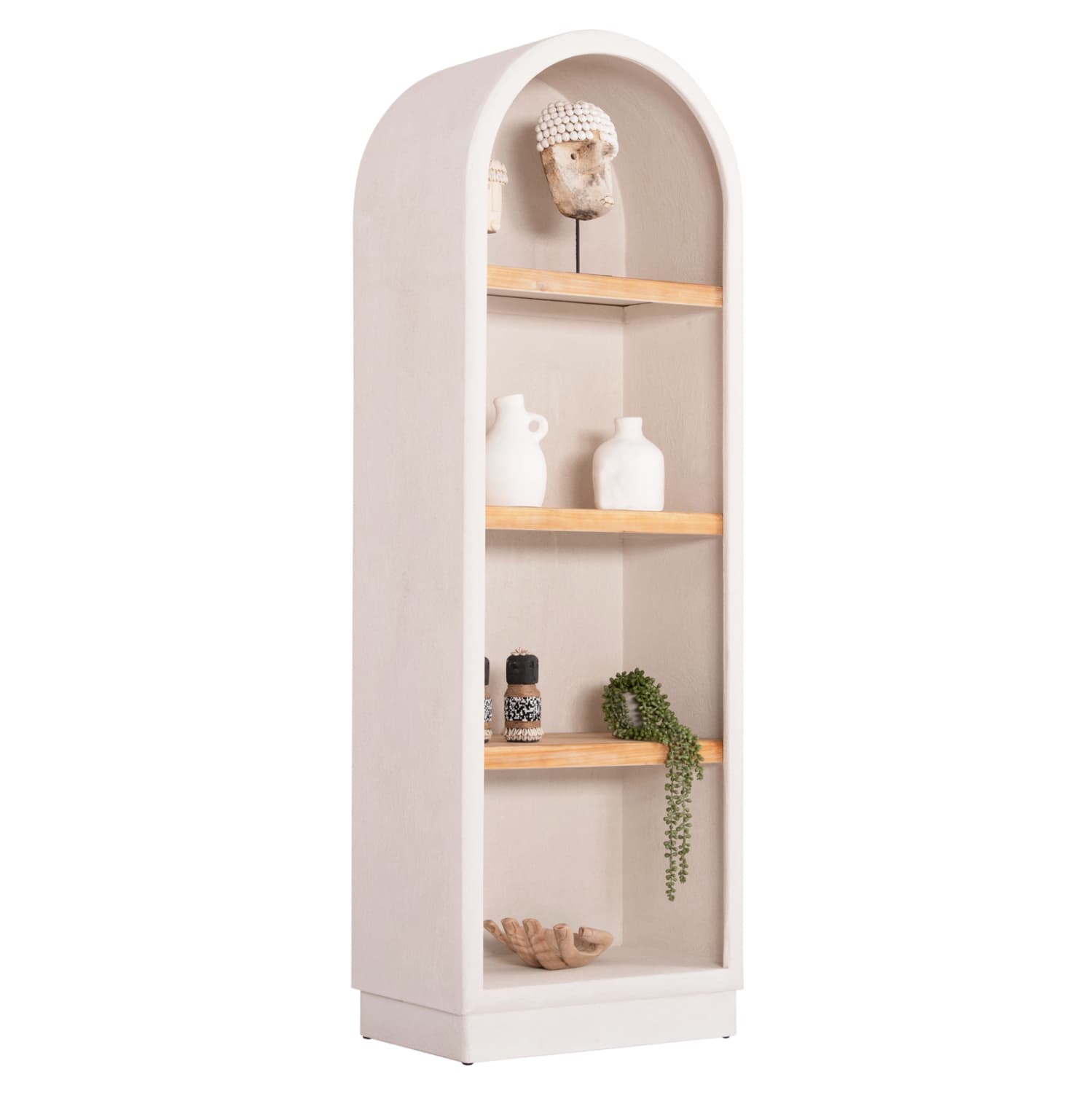 ПОЛИЦА РЕГАЛ СЕРИЈА SANTORINI МДФ ВО ОФ-ВАЈТ-ПОЛИЦИ НАПРАВЕНИ ОД ЕЛОВО ДРВО ВО ПРИРОДНА БОЈА 60x38.5x179Hcm.