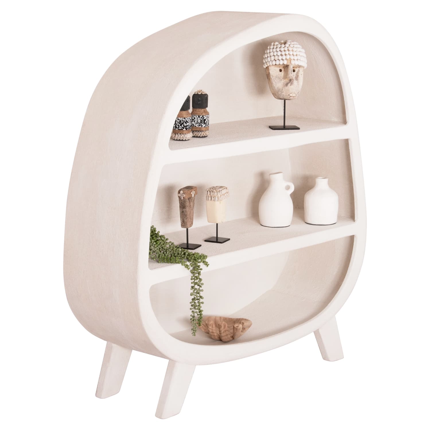 ПОЛИЦА ЗА КНИГИ СЕРИЈА SANTORINI МЕДИЈАПАН ВО БЕЛА БОЈА 120x38x133Hcm.
