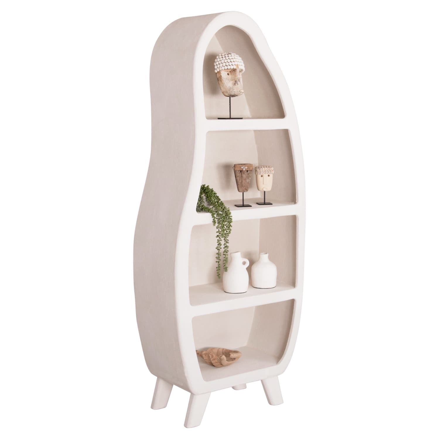 ПОЛИЦА (SHELF RACK) СЕРИЈА SANTORINI ОД МЕДИЈАПАН ВО ОФ-ВАЈТ БОЈА 80x38x196Hcm.