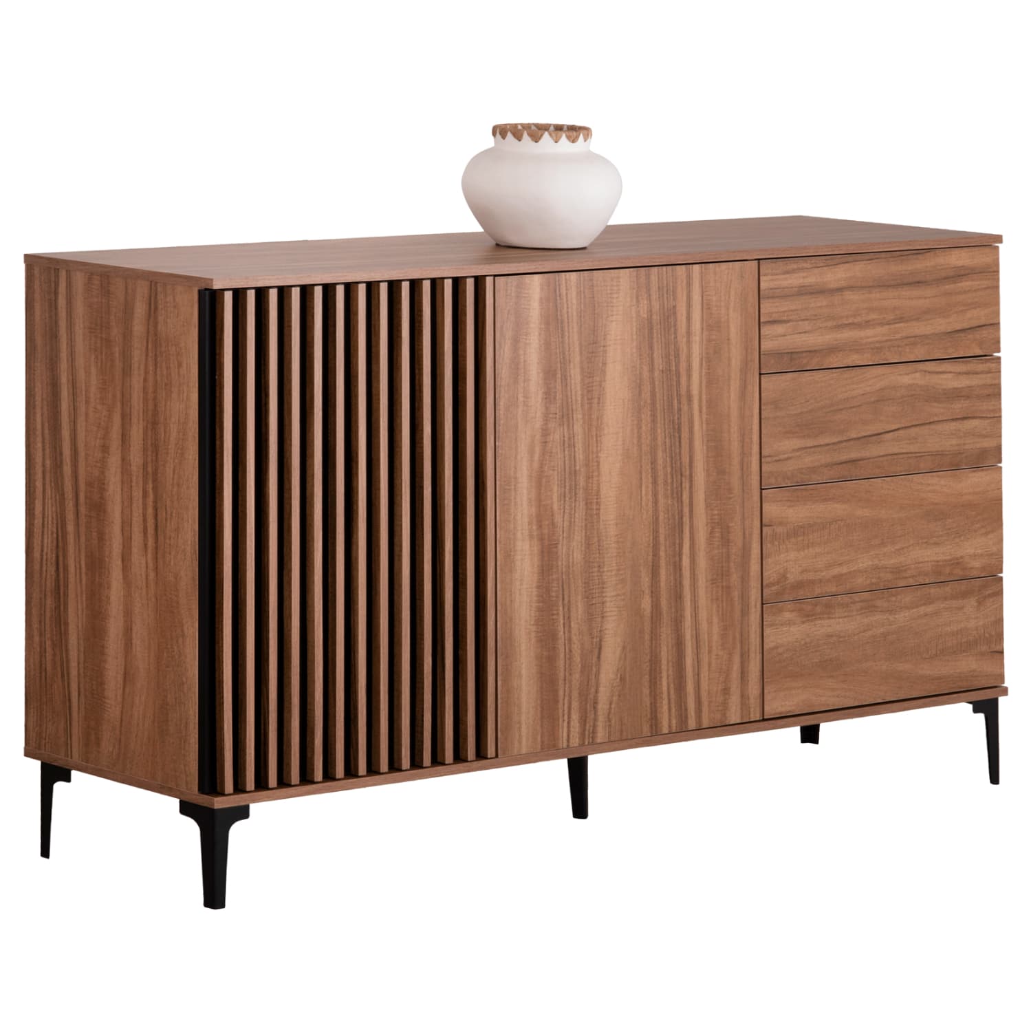 SIDEBOARD SERIES HARRY MELAMINE IN NATURAL WOOD COLOR AND BLACK 180x40x92Hcm.