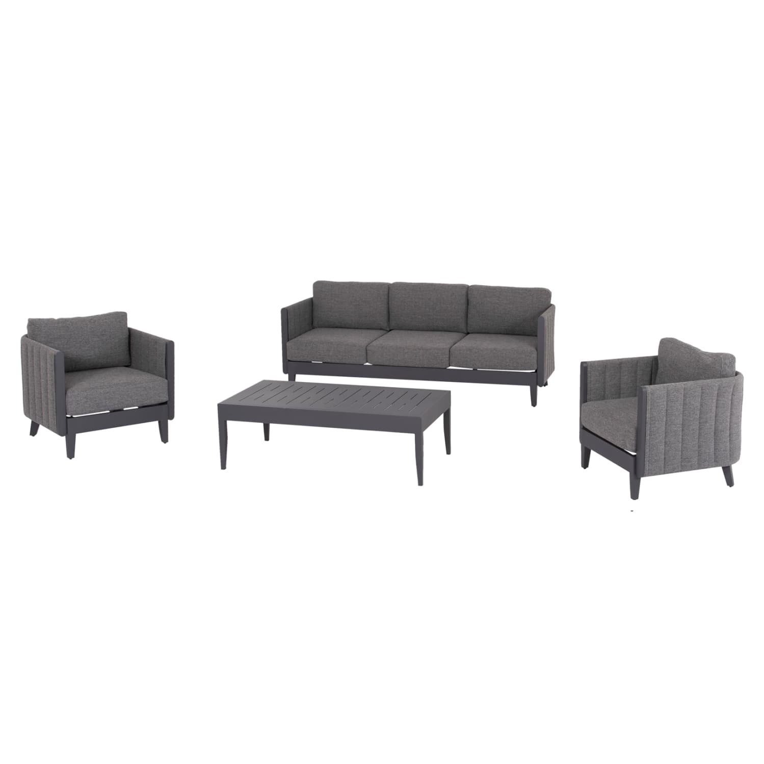 OUTDOOR LOUNGE SET 4PCS LARRY DARK GREY ALUMINUM-P.E. FABRIC