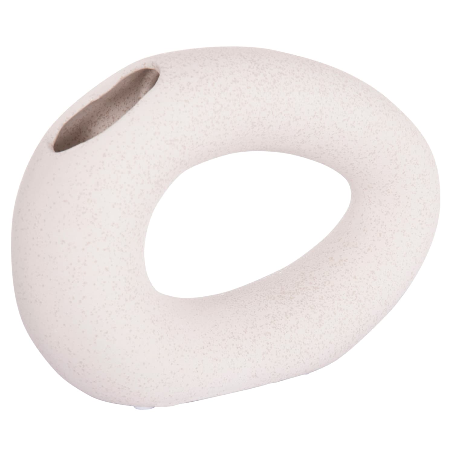 CERAMIC TABLE DECOR ELLIPTO OFF WHITE WITH CRYSTALLIZATION 23x8x15.5Hcm.