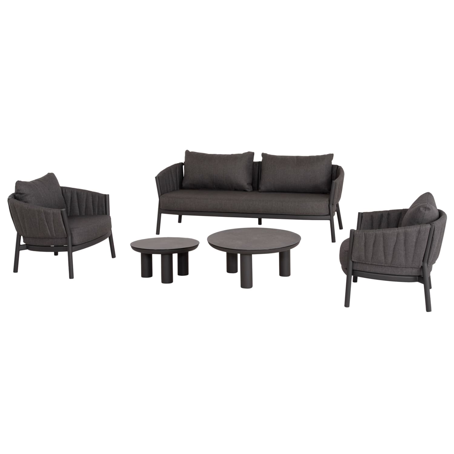 OUTDOOR LOUNGE SET 5PCS SHANKS DARK GREY ALUMINUM-OLEFIN FABRIC-3D PRINT GLASS