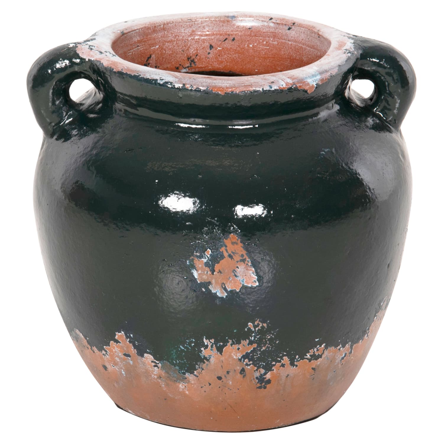 DECORATIVE VASE TERRACOTTA IN ANTIQUE GREEN COLORING Φ26Χ26Hcm.