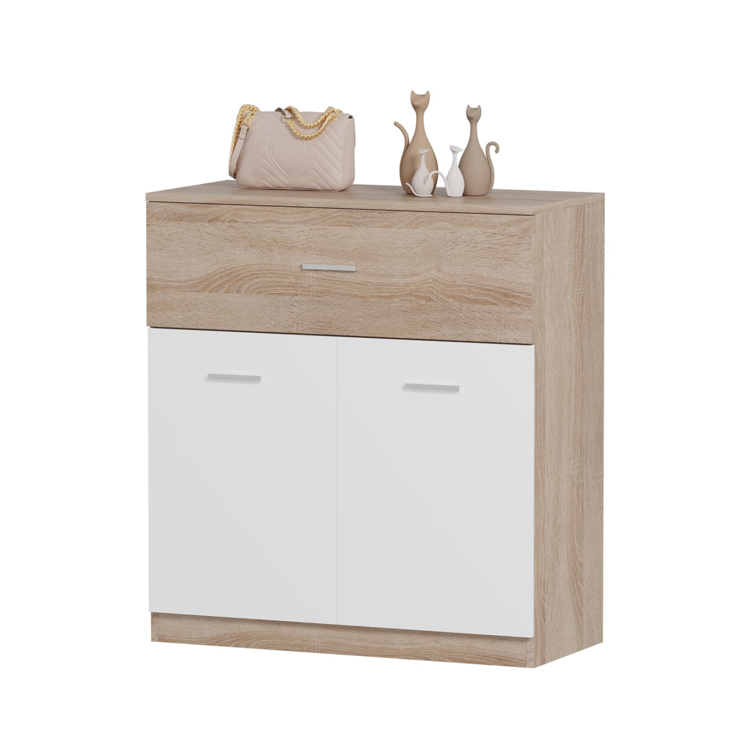 SHOE CABINET WITH DRAWER DIONNE MELAMINE IN SONAMA-WHITE 80x35x84Hcm.