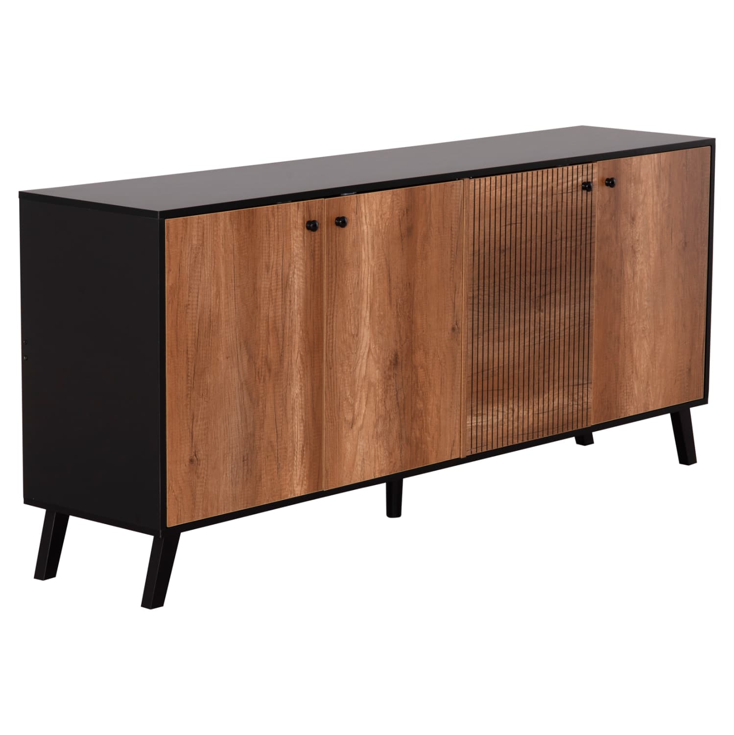 BUFFET KRUDEN MELAMINE IN BLACK-NATURAL 180x40x78.6Hcm.